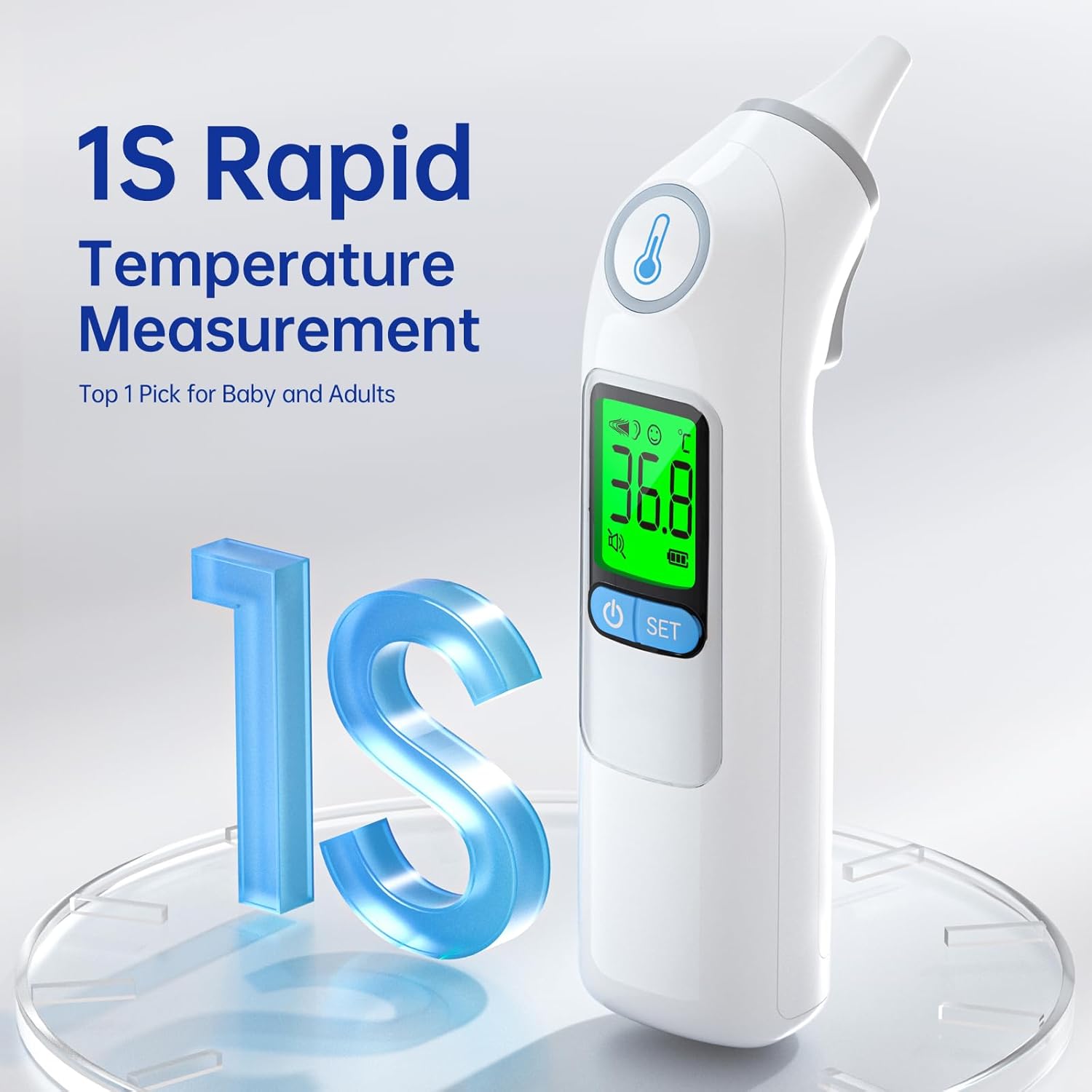 Ear Thermometer, Professional Accuracy Ear Thermometer for Adults and Baby, 3-Co...
