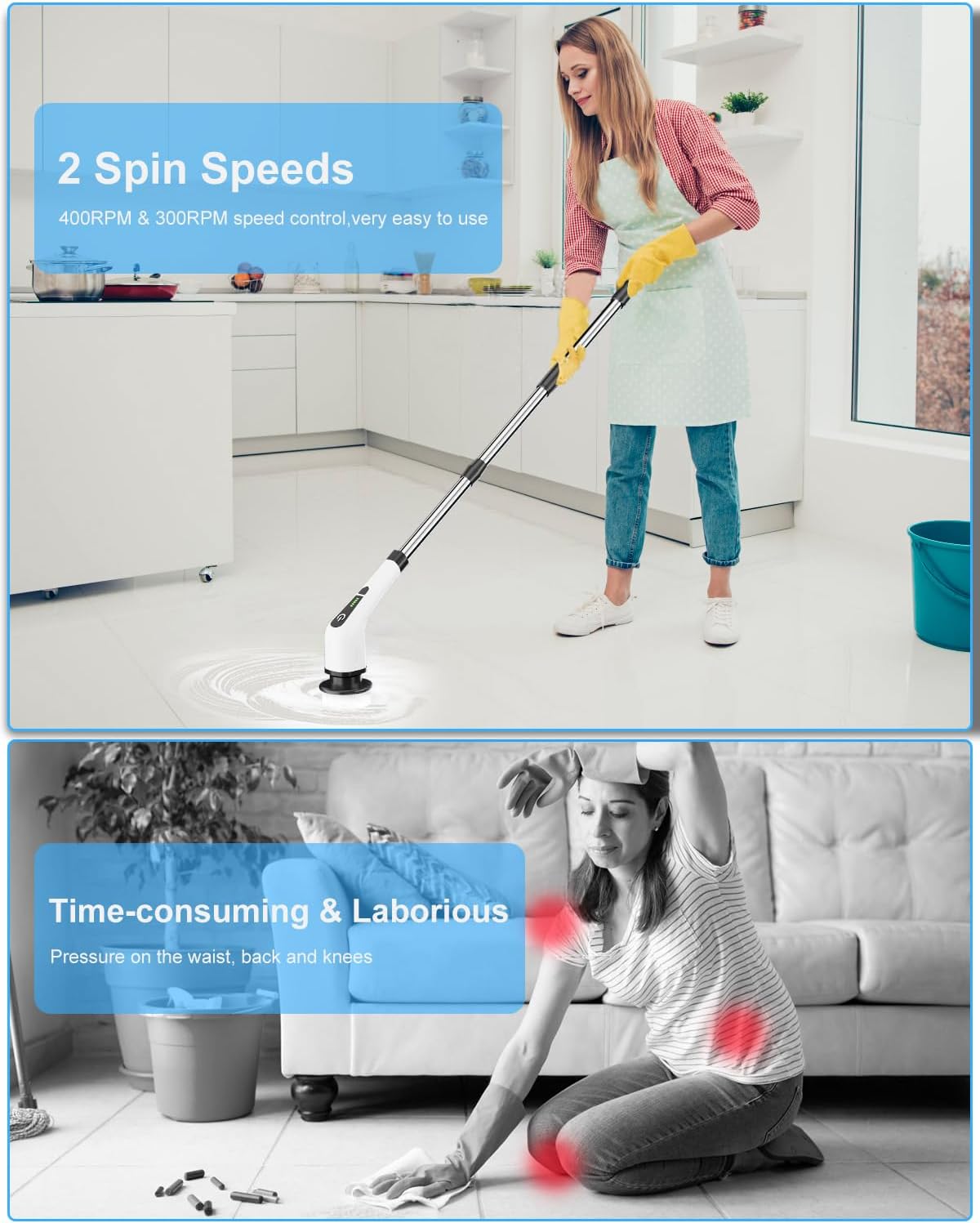Leebein Electric Spin Scrubber, Cordless Cleaning Brush with 8 Replaceable Brush...