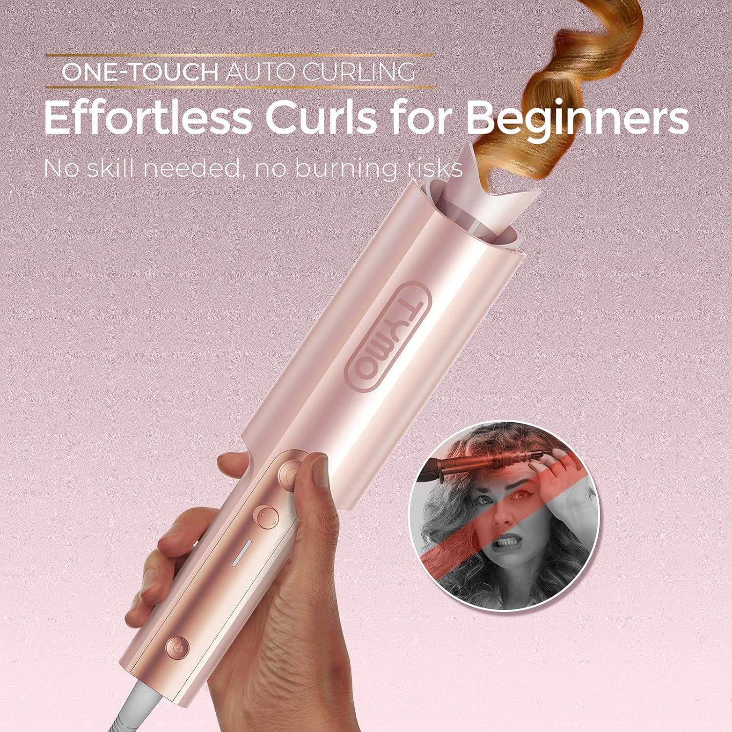 TYMO CurlPro Plus Hair Curler Automatic Rotating - Long Barrel Curling Wand for...