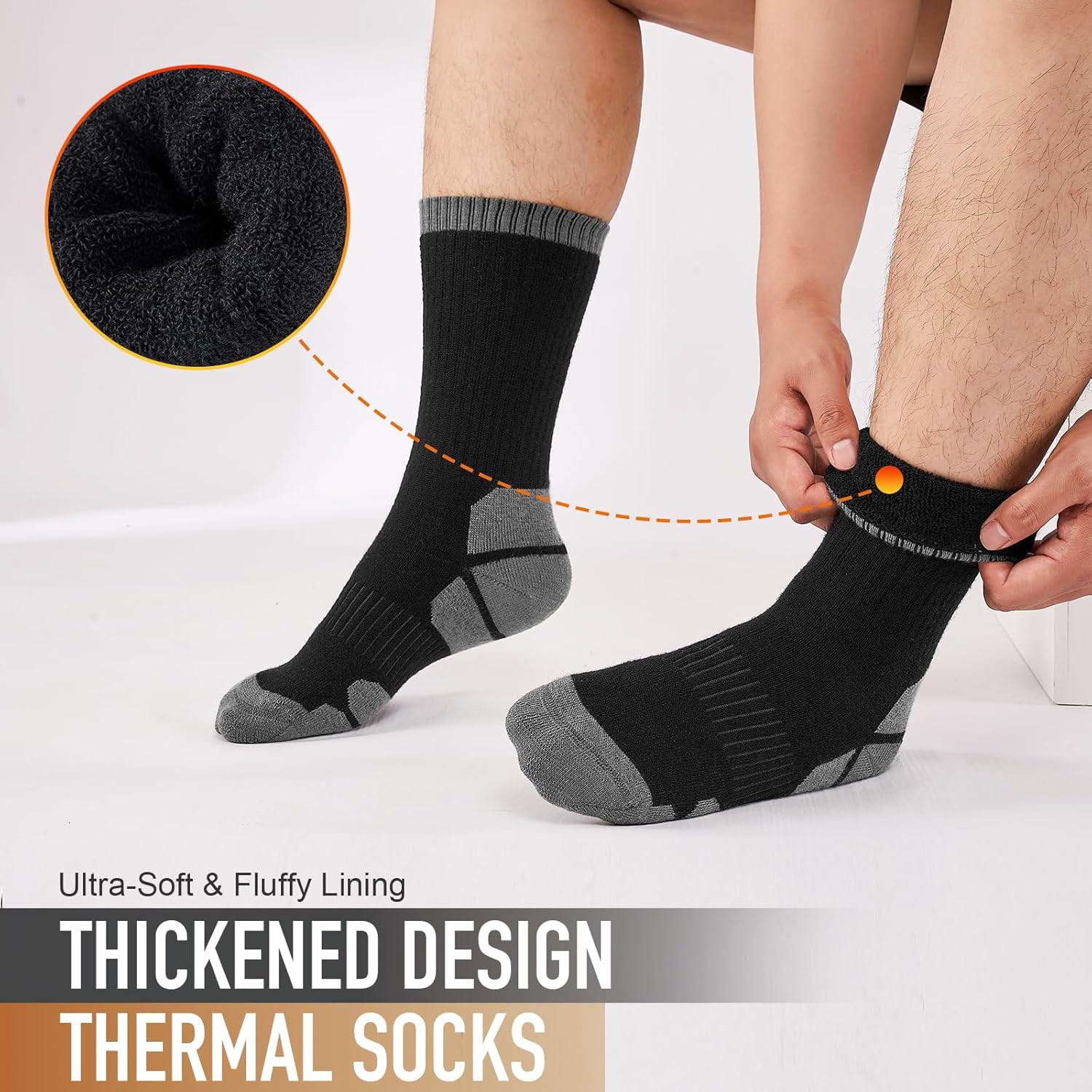 Thermal Merino Wool Walking Socks for Men Women, Cushioned Anti Blister Performa...