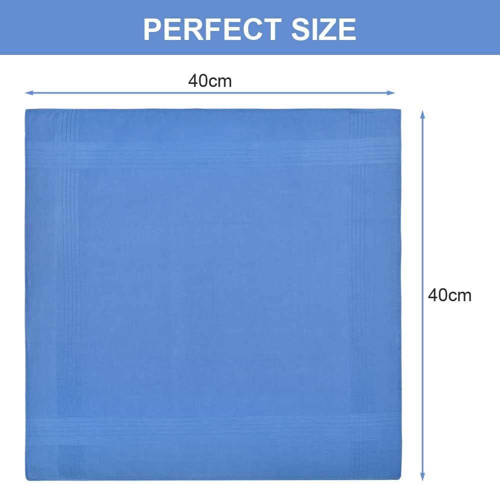 Aomig Men's Cotton Gents Hankies Set, 12 Pack Large Handkerchiefs, Premium Pocke...