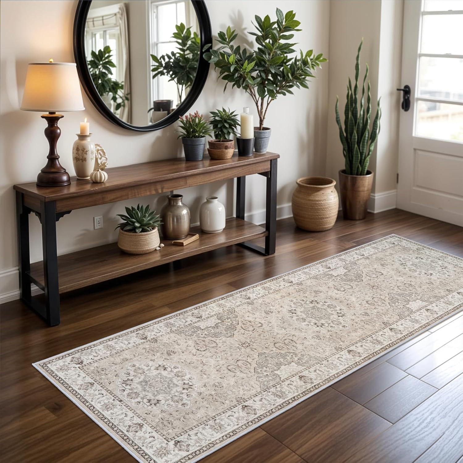 2x6 Hallway Washable Runner Rug : Vintage Soft Kitchen Laundry Runner with Non S...