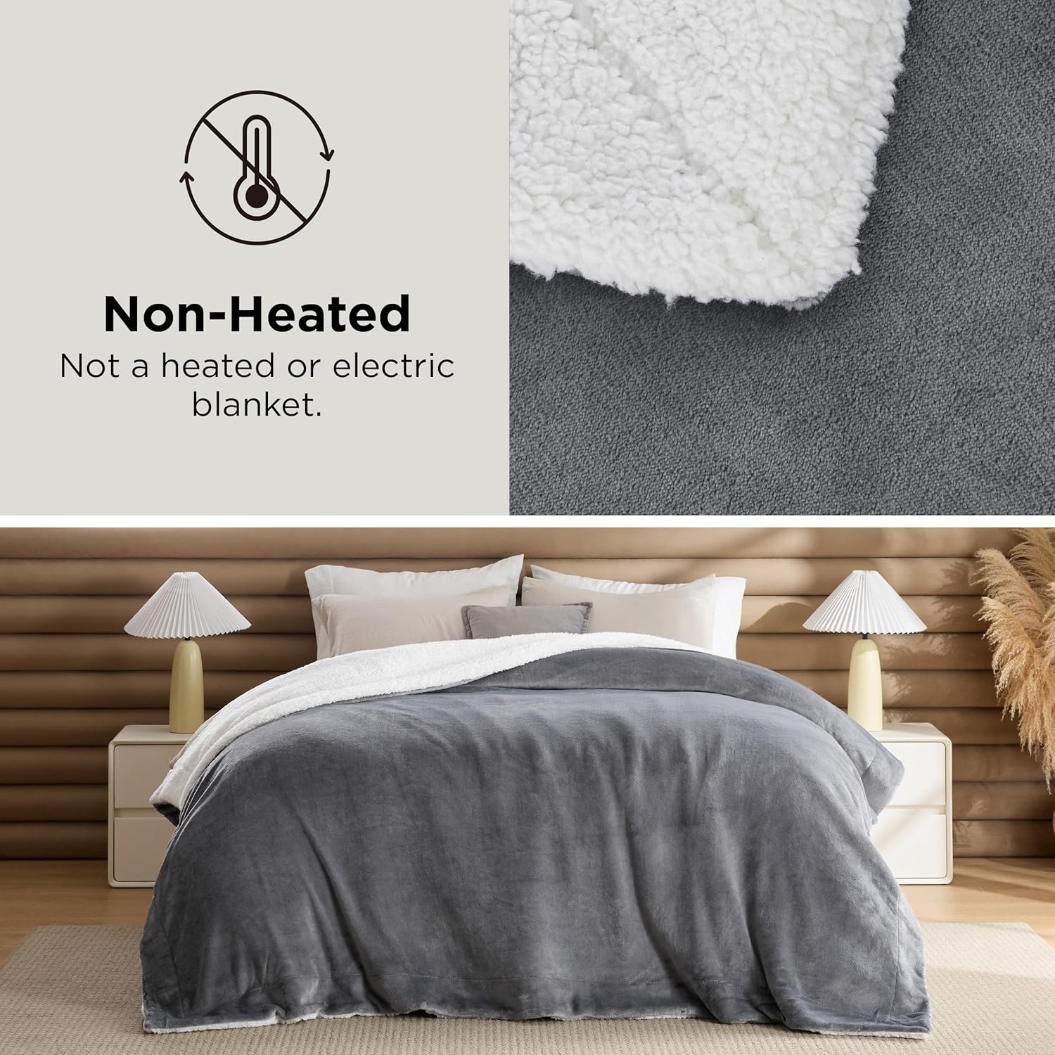 Bedsure Sherpa Fleece Throw Blanket - Fluffy Microfiber Solid Blankets for Bed a...