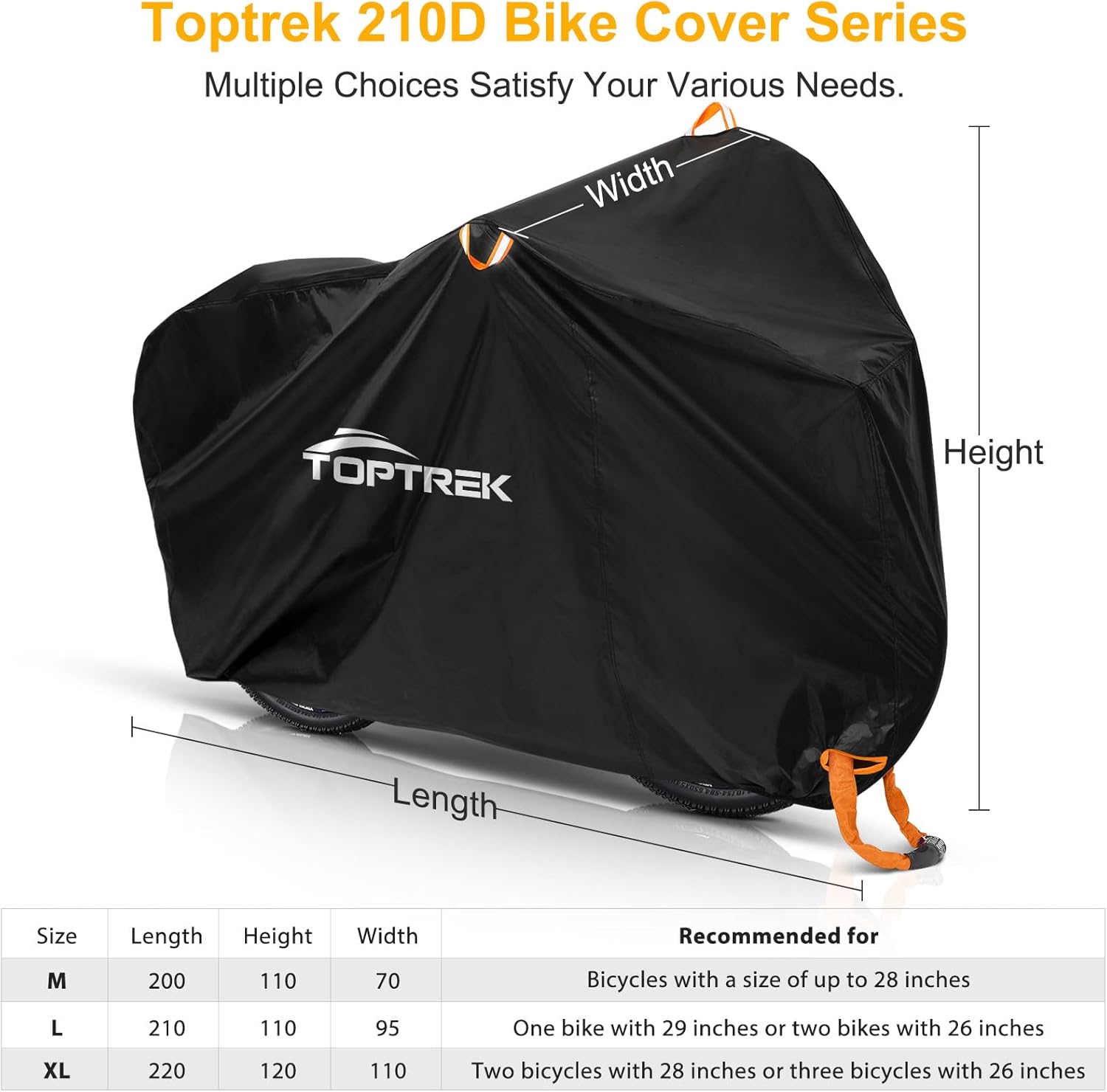 toptrek Bike Cover, High-Quality Bike Cover for 2 Bikes, Durable Bicycle Cover f...