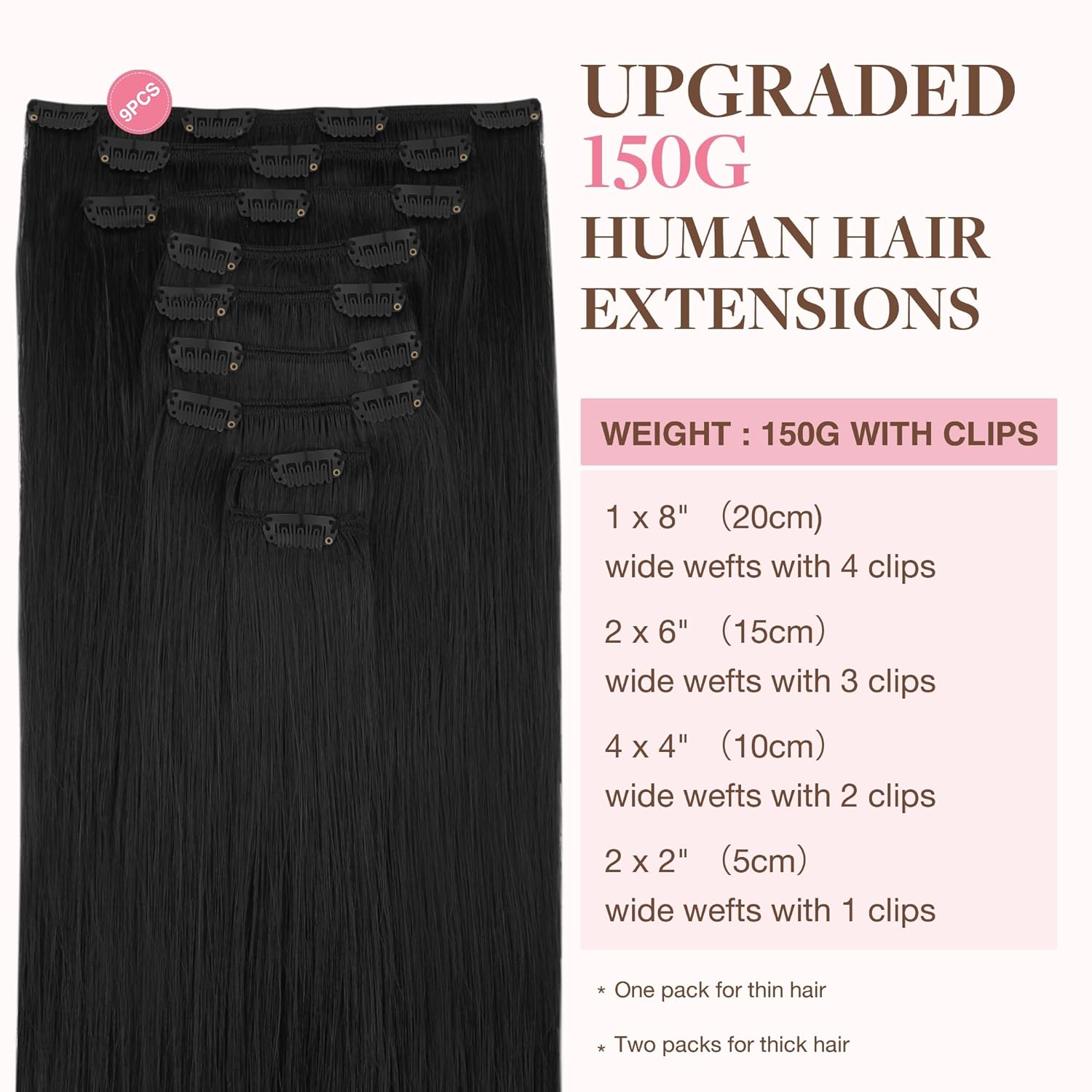 GOO GOO Clip in Hair Extensions, Special Remy Human Hair Extensions for Women, N...