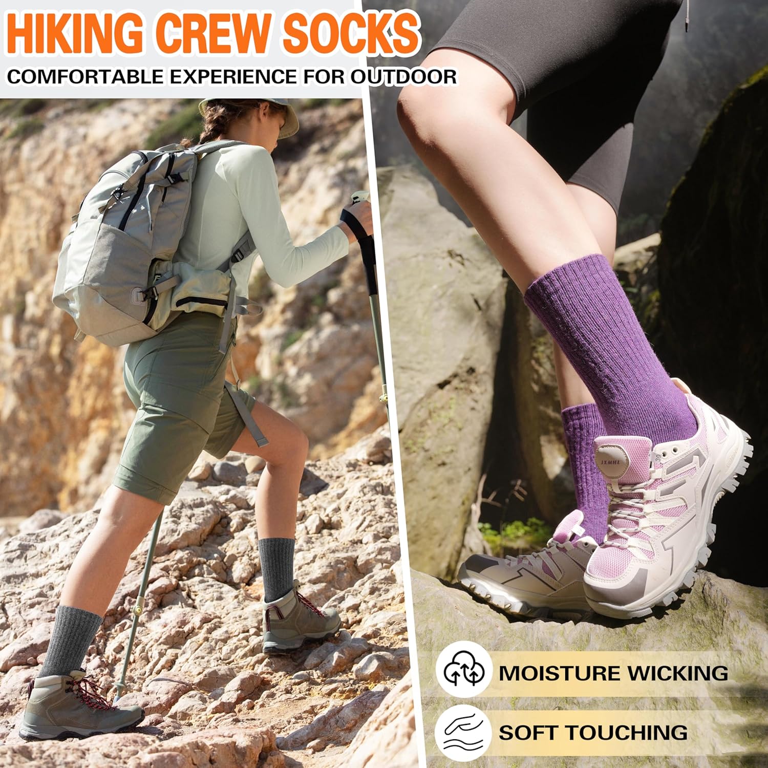 Sandsuced Womens Merino Wool Socks Thermal Warm Winter Thick Hiking Walking Cozy...