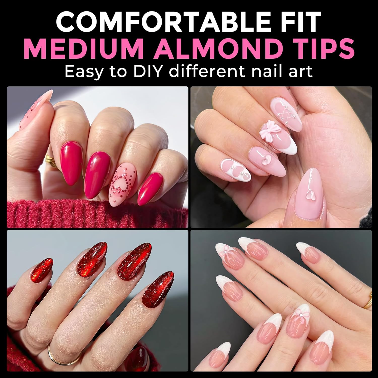 UNA GELLA Almond Nail Tips, Special Medium Almond Press on Nails, Innovative Pre...