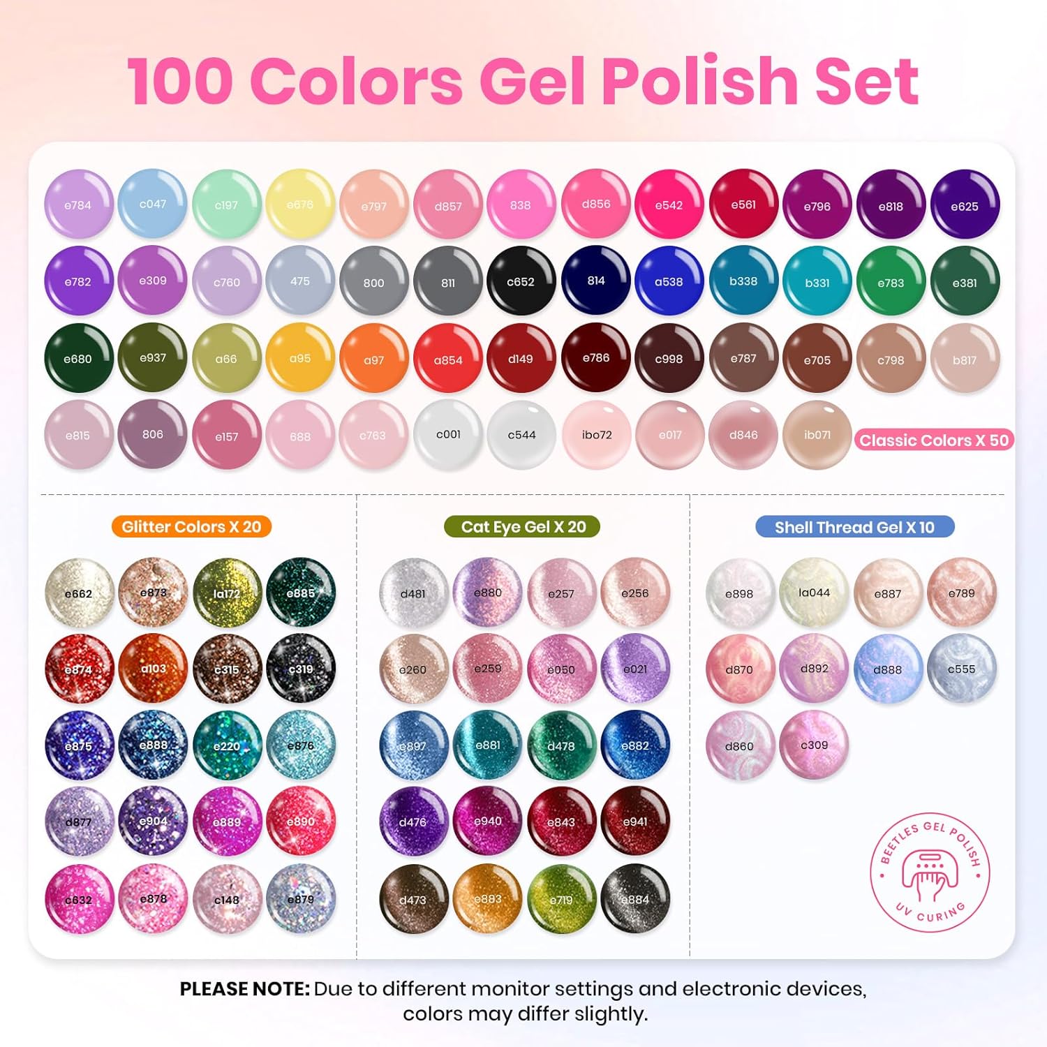 Beetles Nail Polish Set, Special Gel Nail Polish Kit with 119 PCS, High-Quality...
