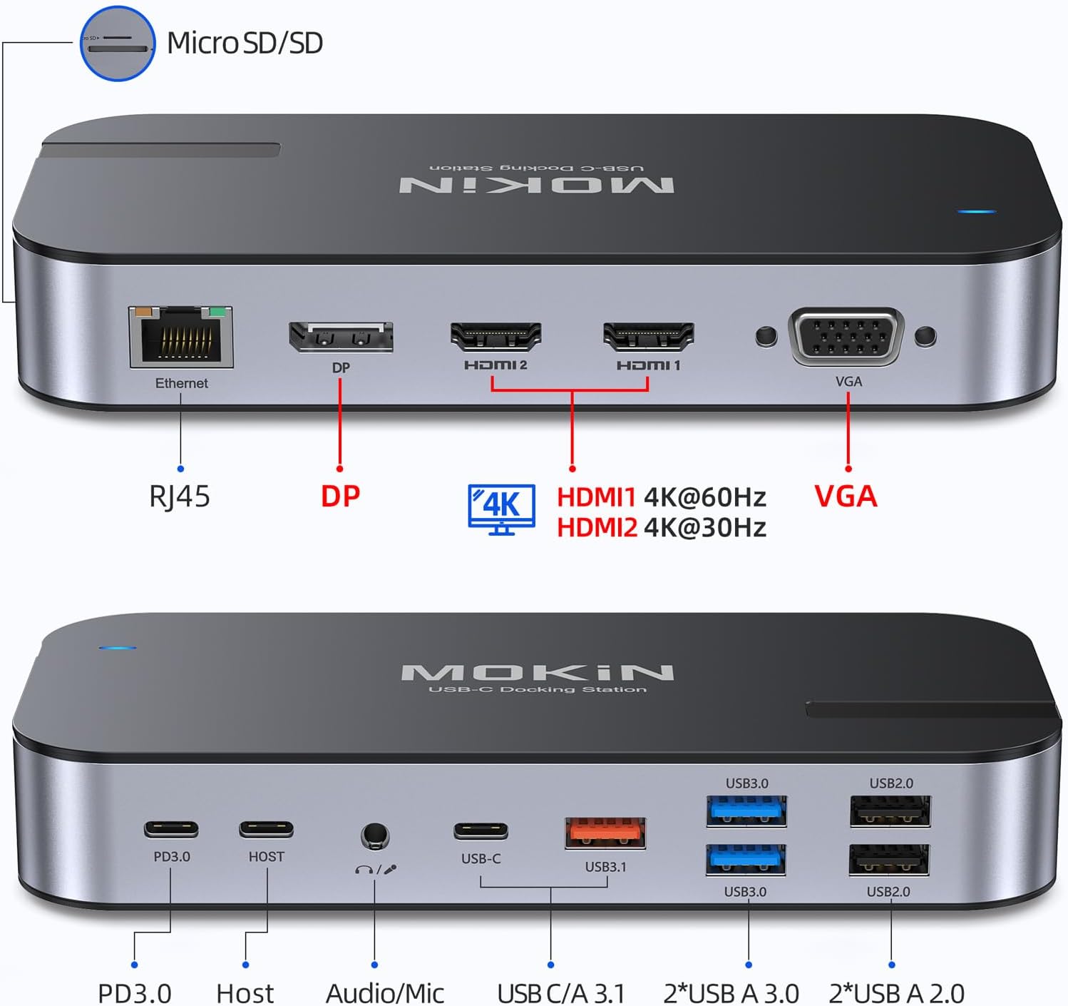 USB C Docking Station Dual Monitor with 65W Power Adapter 16 in 1 Laptop Docking...