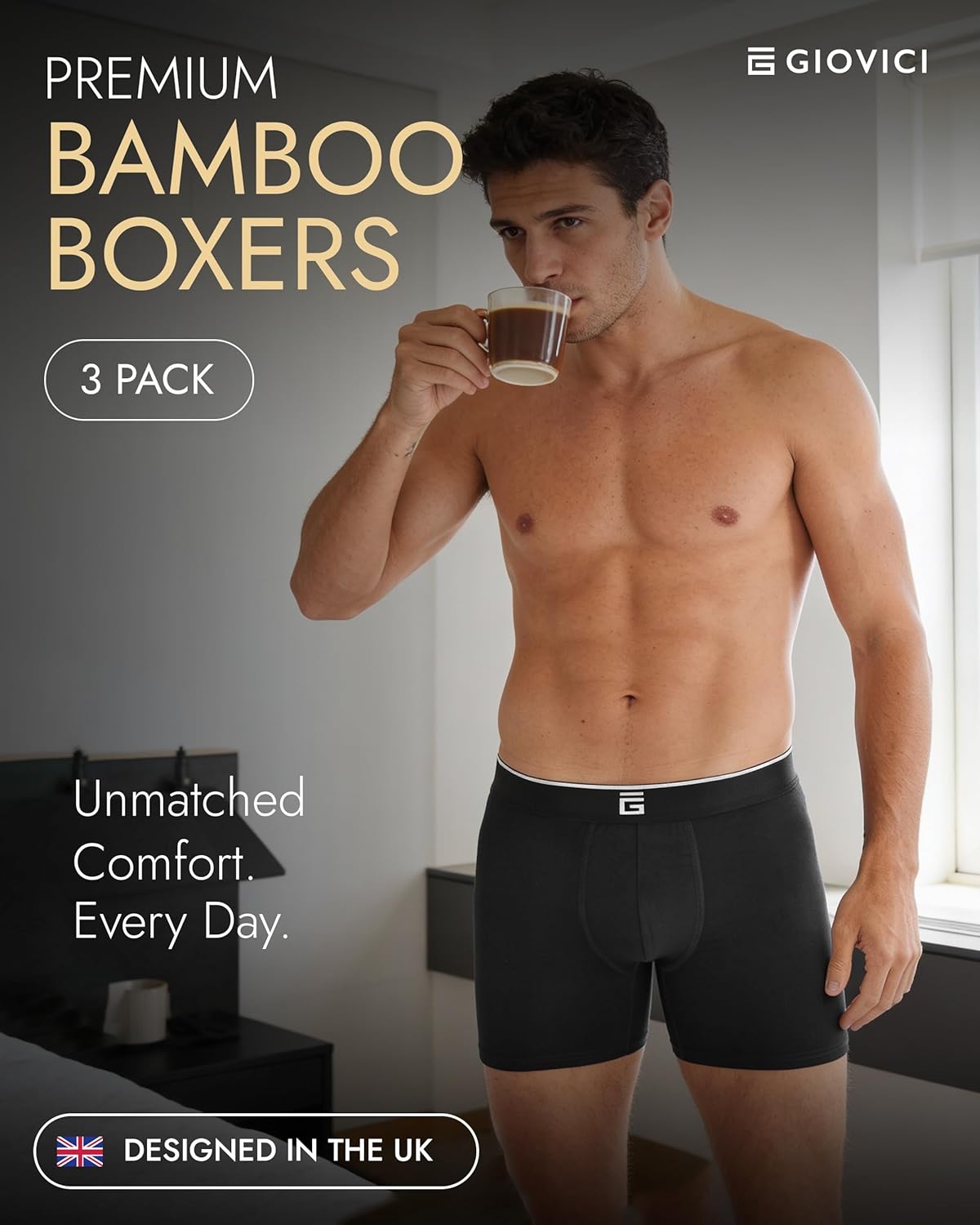 Mens Boxers Bamboo Anti Chafing Soft Comfortable Boxer Briefs Longer Leg - Boxer...