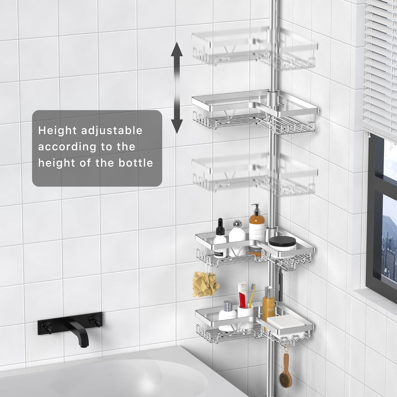 Kegii Shower Caddy - Telescopic Shower Storage Corner Bathroom Caddy, Adjustable...