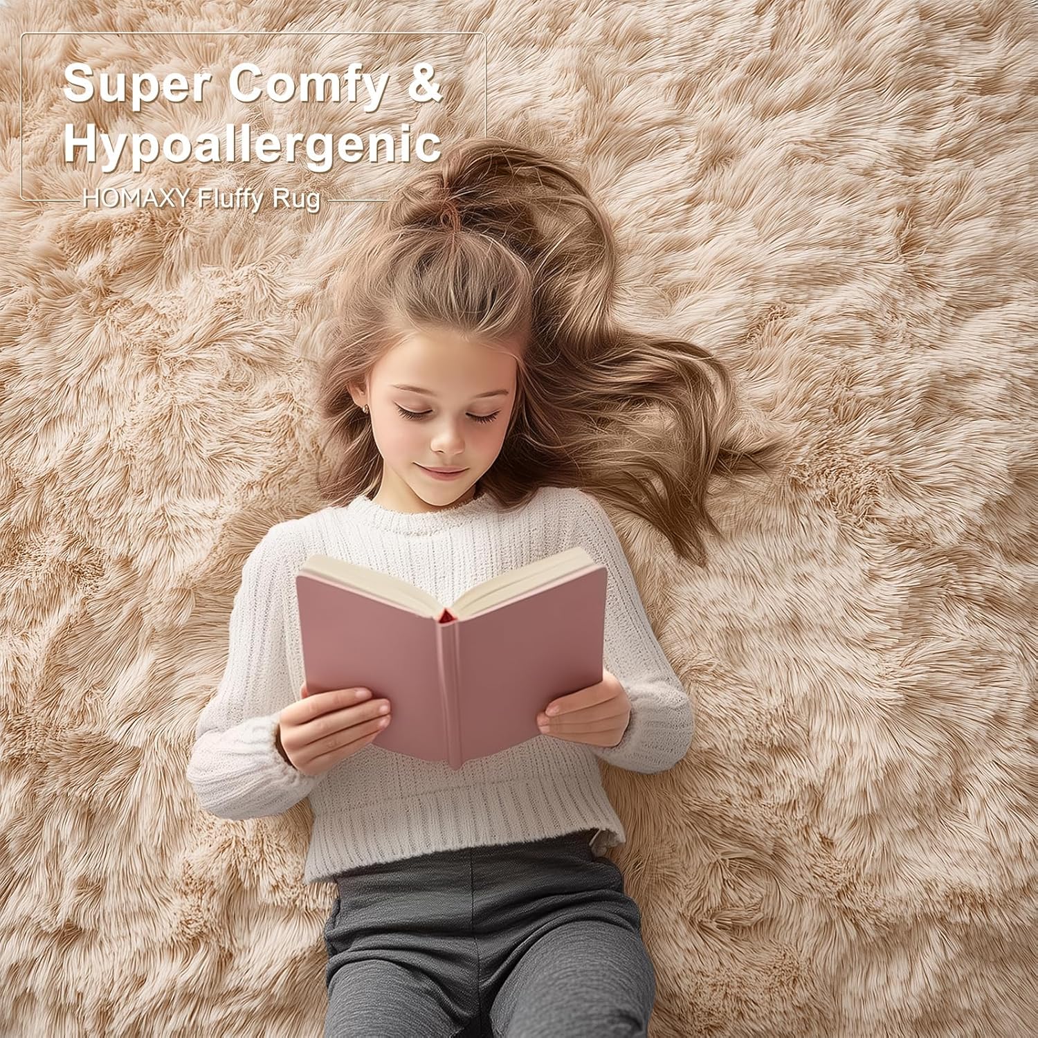 Homaxy Fluffy Shaggy Rugs, Special Large Anti Slip Carpet for Living Room, Innov...