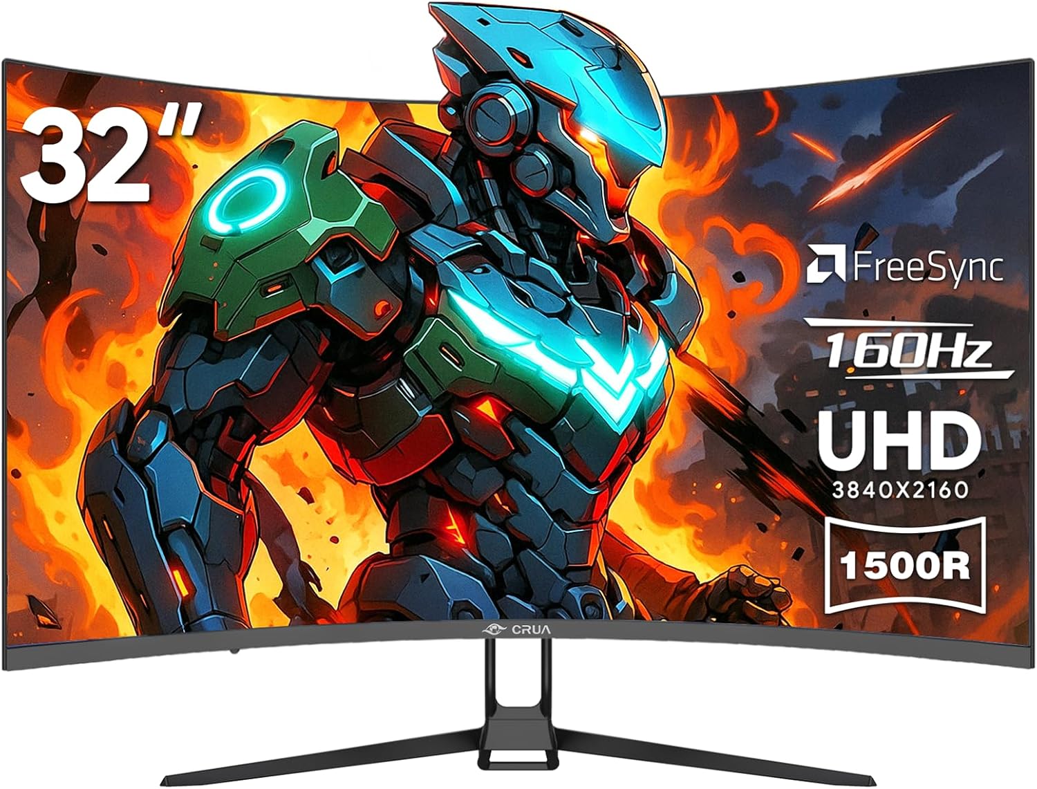 High-Performance CRUA 32" Curved Gaming Monitor, Innovative 4K UHD VA Screen, Im...