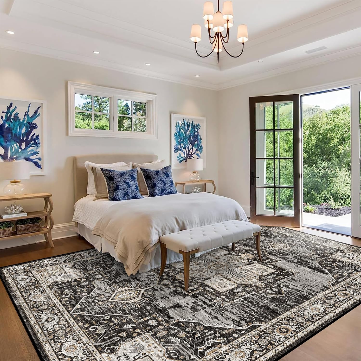 RUUGME Washable 9x12 Area Rugs - Large Rugs for Living Room Stain Resistant Carp...