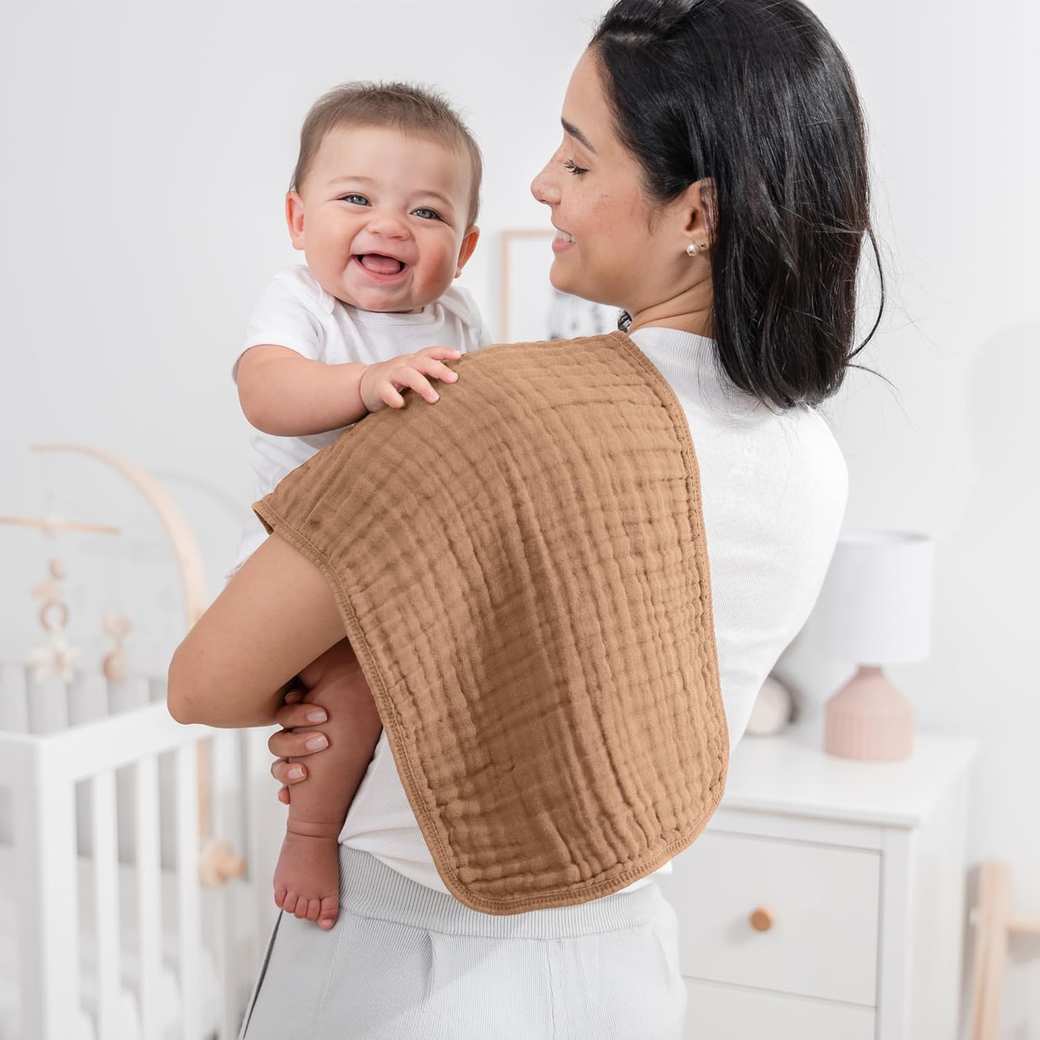 Comfy Cubs Muslin Burp Cloths 20" x 10", Pack of 10 - Large, 6-Layer, Ultra Abso...