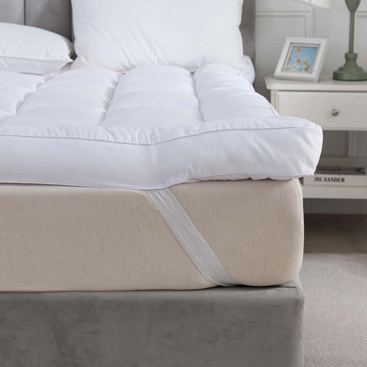 Hotel Quality Box Stitched Microfibre Mattress Topper 5cm Super soft Heavy Fill...