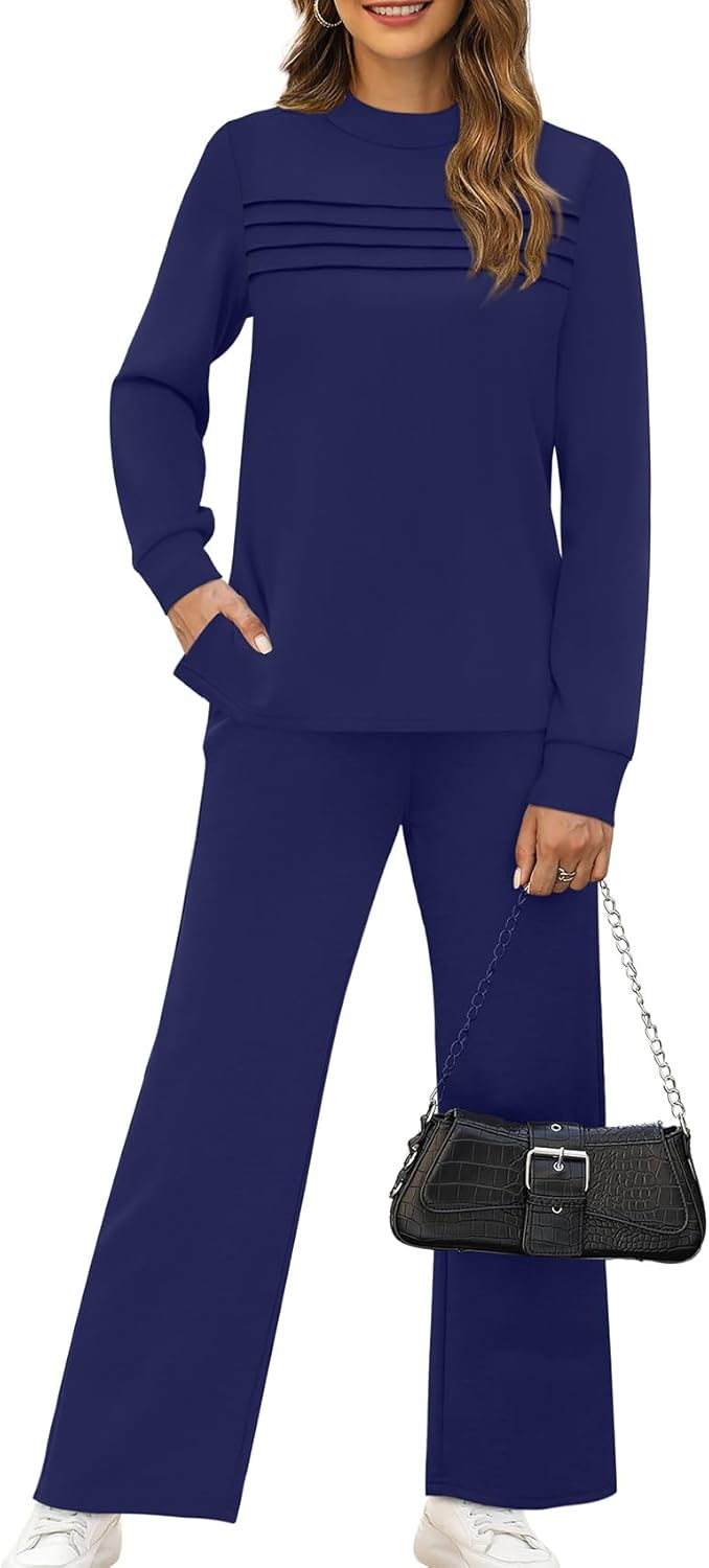 WIHOLL Two Piece Sets, Stylish Women's Fall Travel Outfits, Comfortable Lounge S...