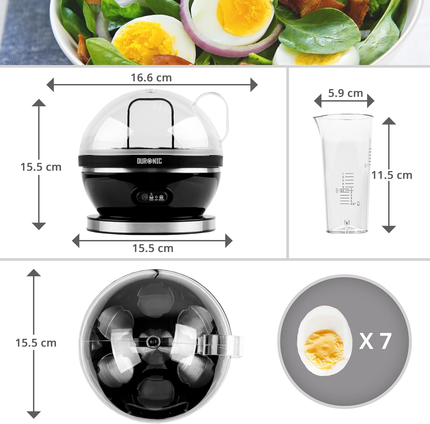 High-Quality Duronic Electric Egg Boiler, Special Egg Steamer for Effortless Coo...