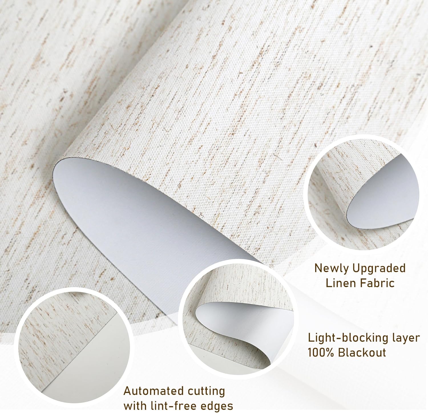 High-Quality AOSKY Linen Roller Blinds, Elegant Indoor Window Shades, Cordless B...