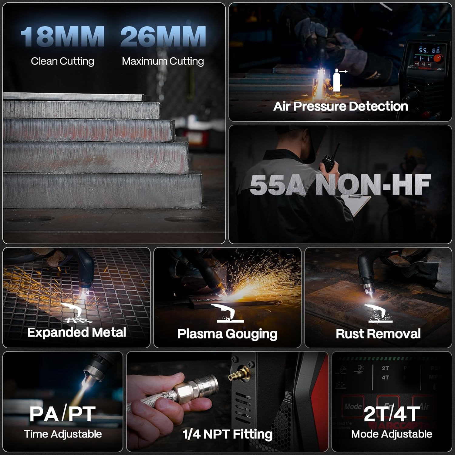 ARCCAPTAIN iControl Plasma Cutter, Special Cutter with Non-HF Technology and App...