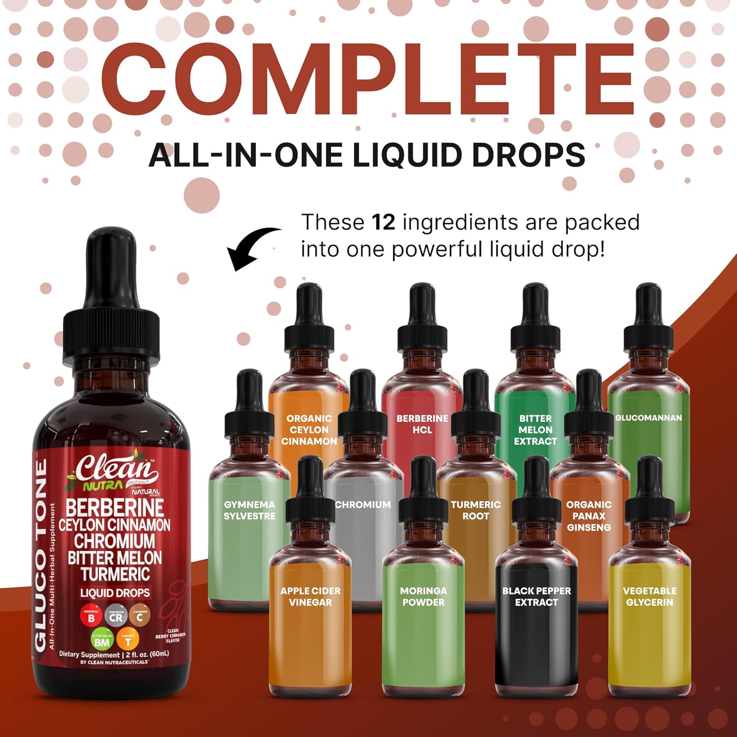 Clean Nutra Berberine with Ceylon Cinnamon Supplement Liquid Drops + Bitter Melo...