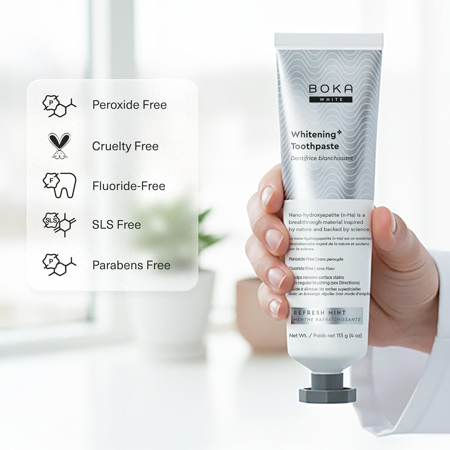 Boka Fluoride Free Toothpaste, Nano Hydroxyapatite Toothpaste, Appropriate for S...