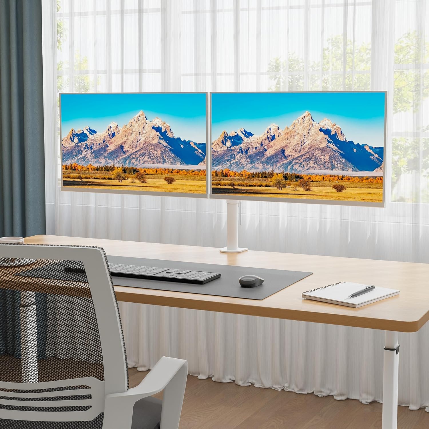 BONTEC Dual Monitor Arm Desk Mount, Adjustable for 13-27 Inch Screens, VESA 75x7...