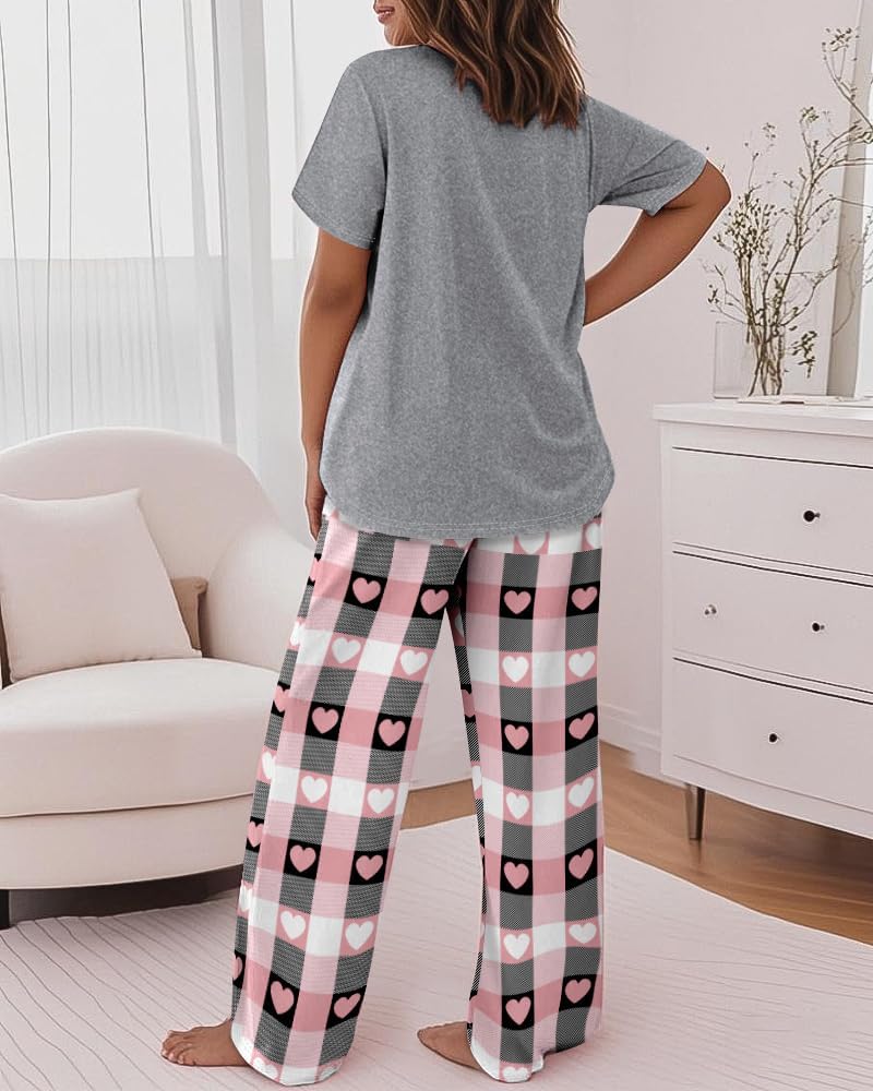 CHICME Women's Pajamas Set, Special 2 Piece Lounge Set, Comfortable Short Sleeve...