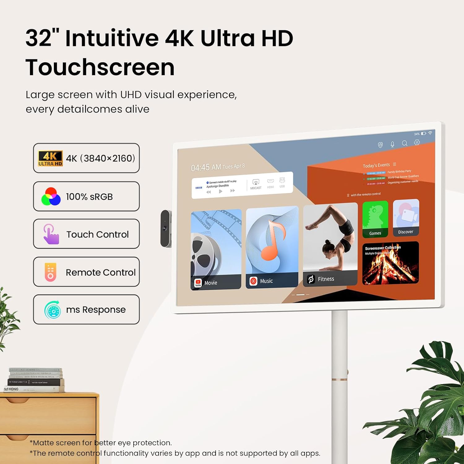 ApoloSign 32'' UHD 4K Smart Portable TV 2nd Gen, 16(8+8) GB RAM+256GB, Android 1...