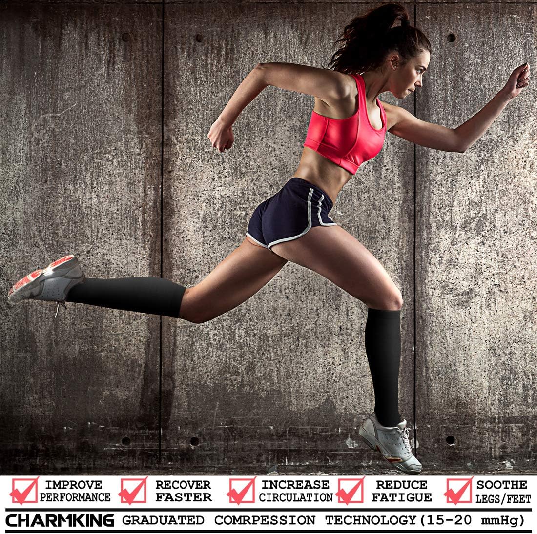 CHARMKING Compression Socks for Women & Men Circulation (3 Pairs) 15-20 mmHg is...