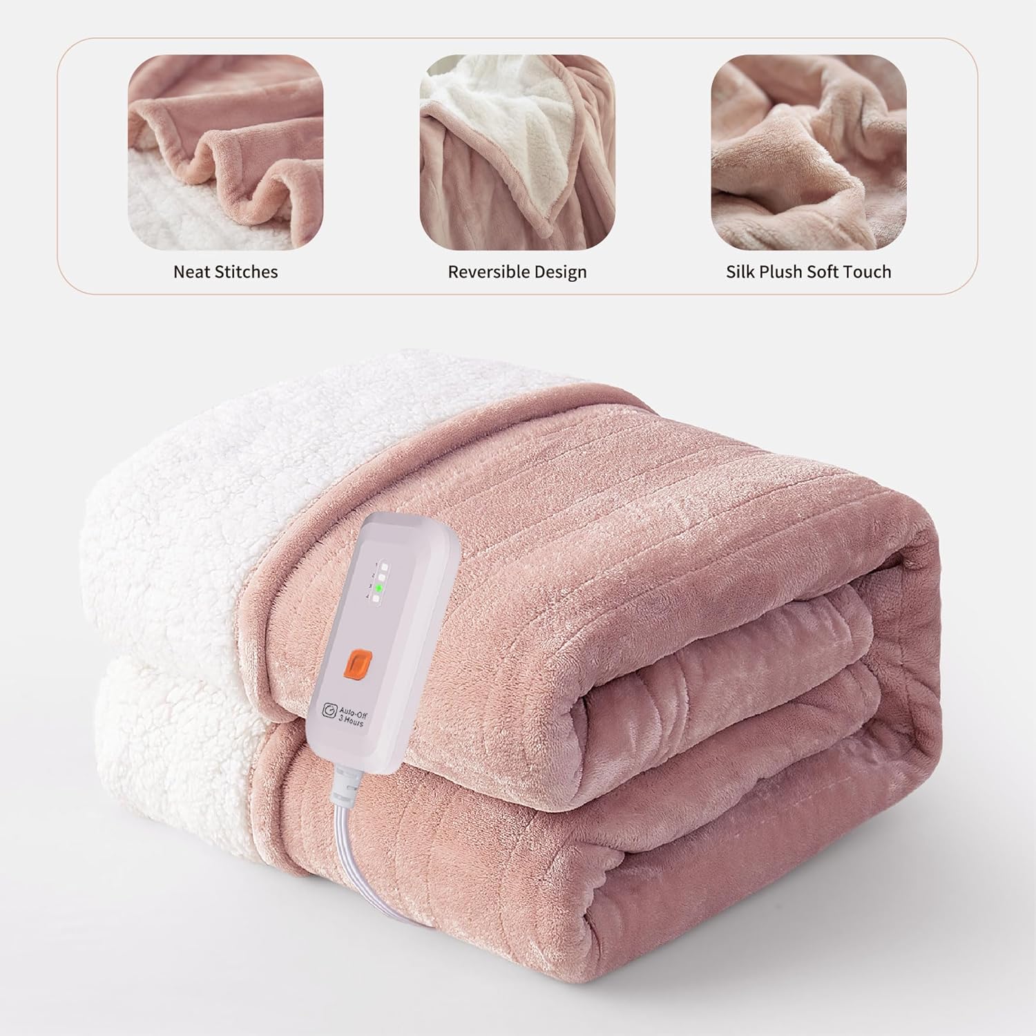 GOTCOZY Heated Blanket Electric Throw 50''X60''- Soft Silky Plush Electric Blank...