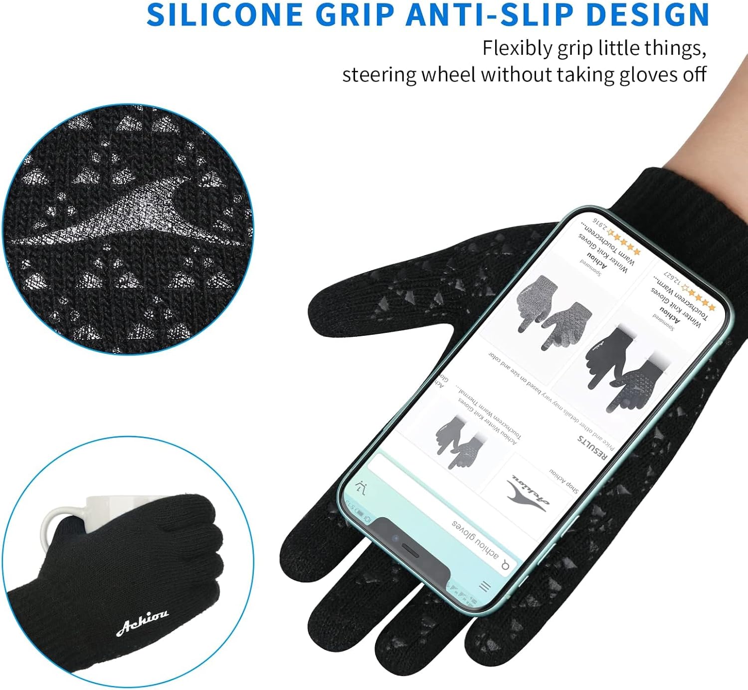 Achiou Winter Gloves, Glove for Men Women, Upgraded Touch Screen Texting Warm Ru...