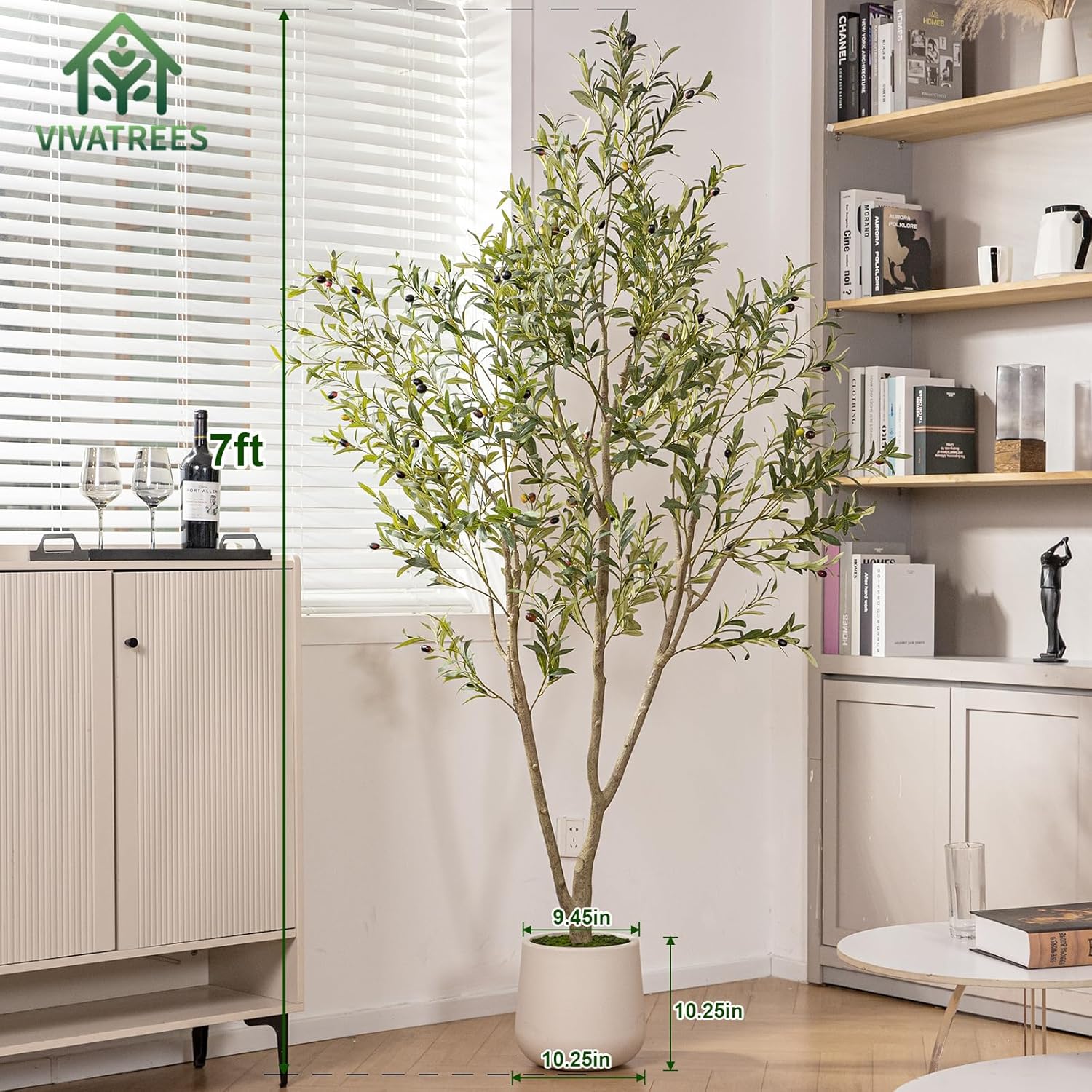 Special Olive Trees Artificial Indoor, Premium Faux Olive Tree with White Tall P...