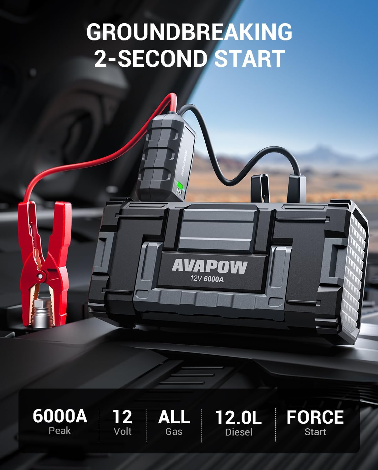 AVAPOW 6000A Car Battery Jump Starter(for All Gas or up to 12L Diesel) Powerful...
