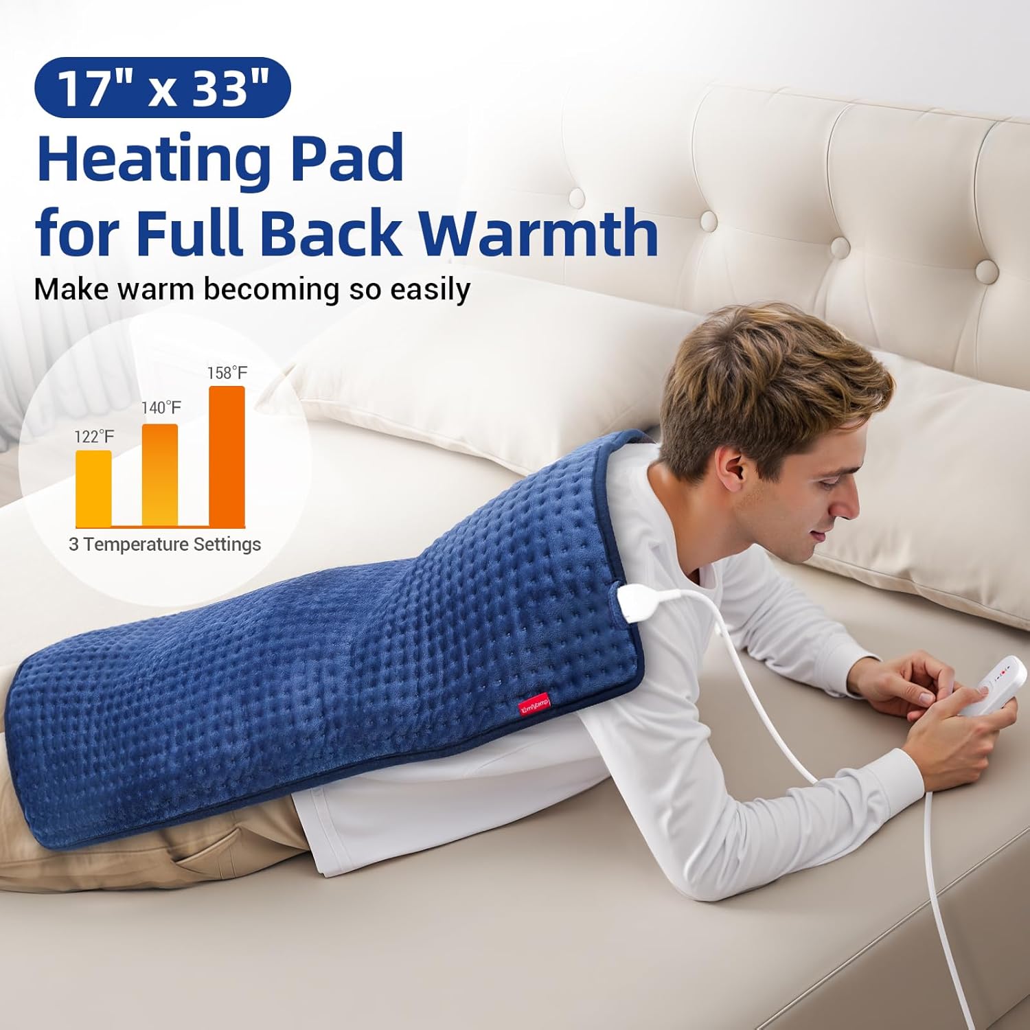 Comfytemp Extra Large Heating Pad for Back & Period, 33''x 17'' King Size, FSA E...