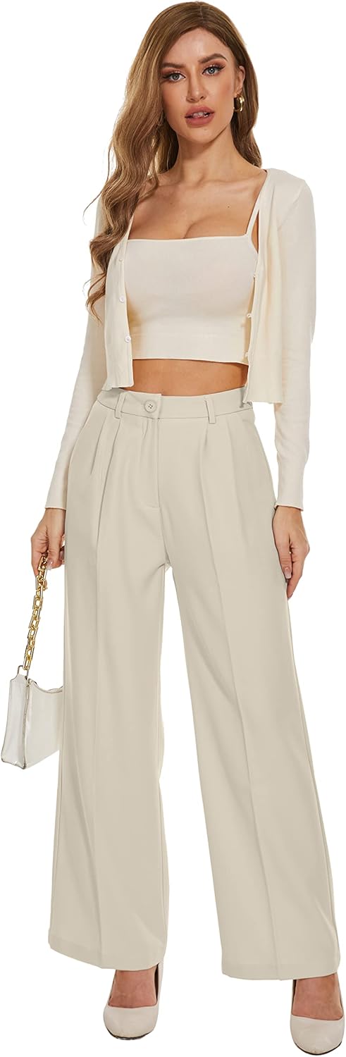 FUNYYZO Wide Leg Pants, Stylish Women's High Elastic Waisted Trousers, Special B...