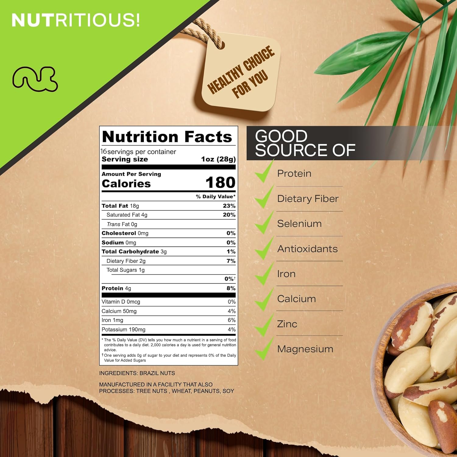 NUT CRAVINGS - Raw Brazil Nuts, Unsalted, No Shell, Whole, (16oz - 1 LB) Packed...