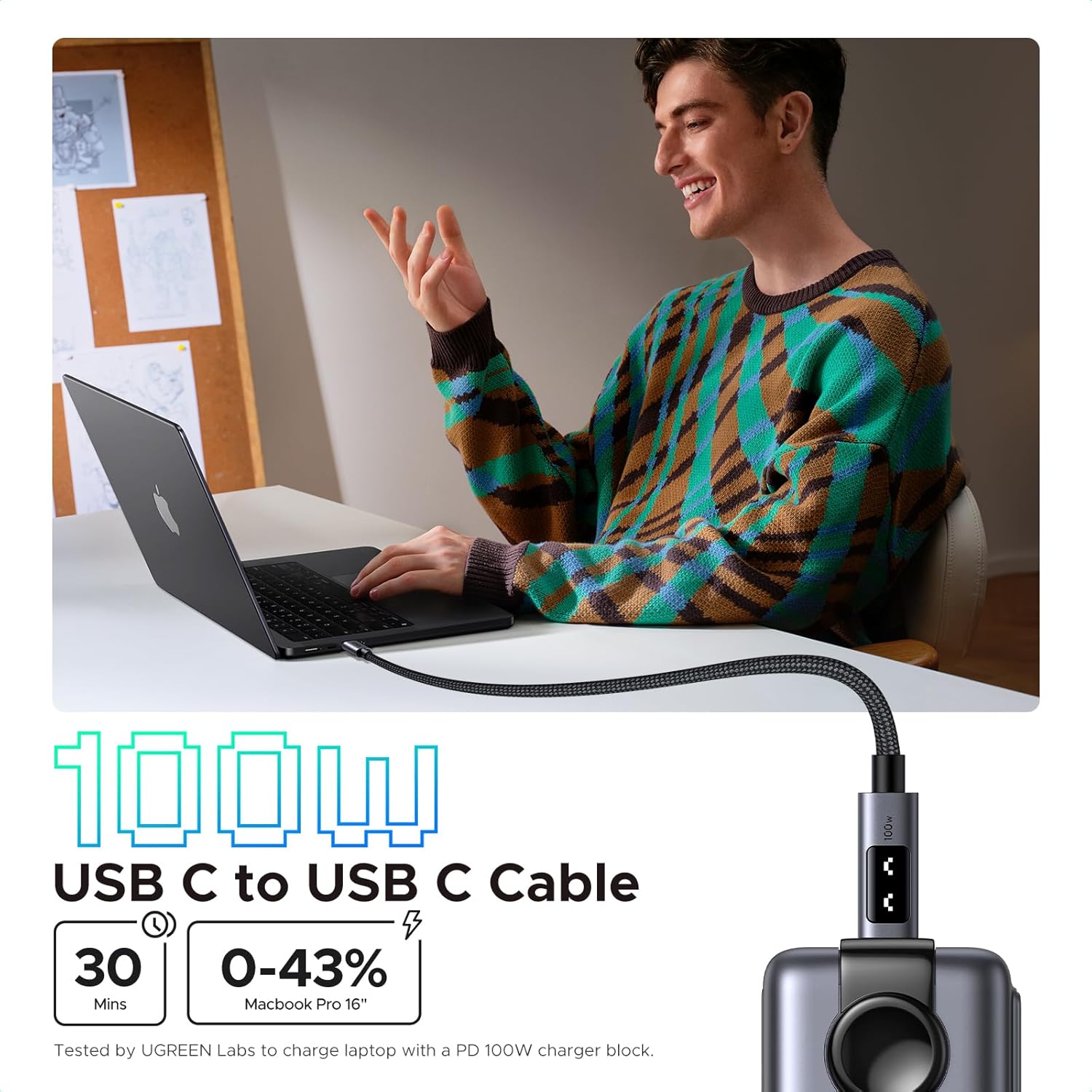UGREEN Uno 100W USB C to USB C Charger Cable Fast Charging 5A Type C to C Cable...