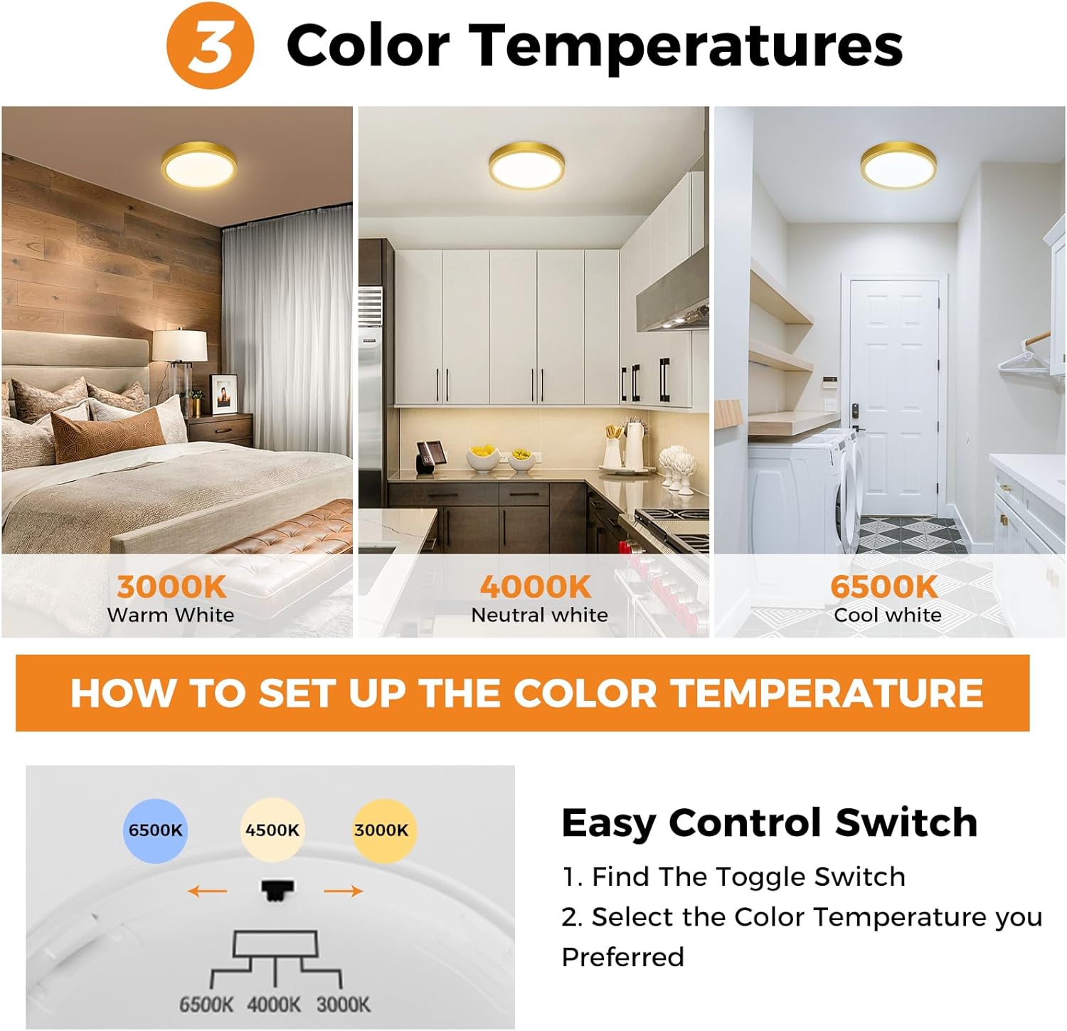 Modern slochi Bathroom Light, Versatile Light with 3 Color Temperature Options,...