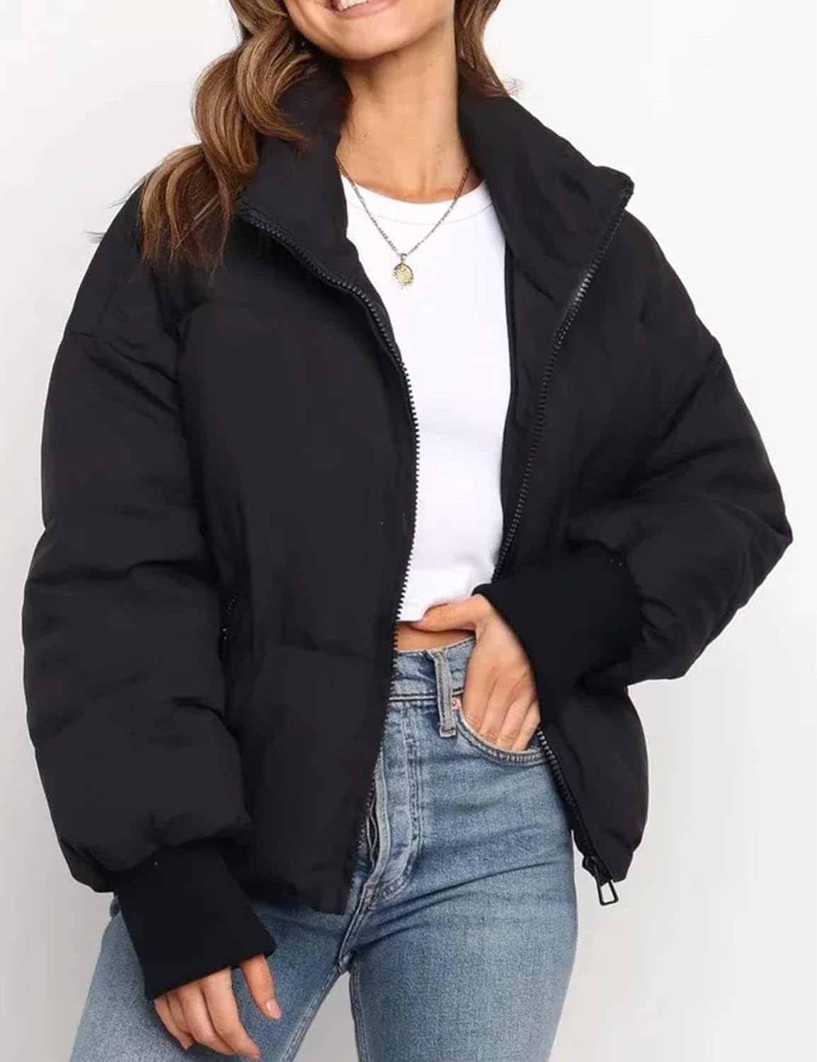 Gihuo Women’s Winter Cropped Puffer Jacket Coat Short Warm Quilted Jacket 2026 M...