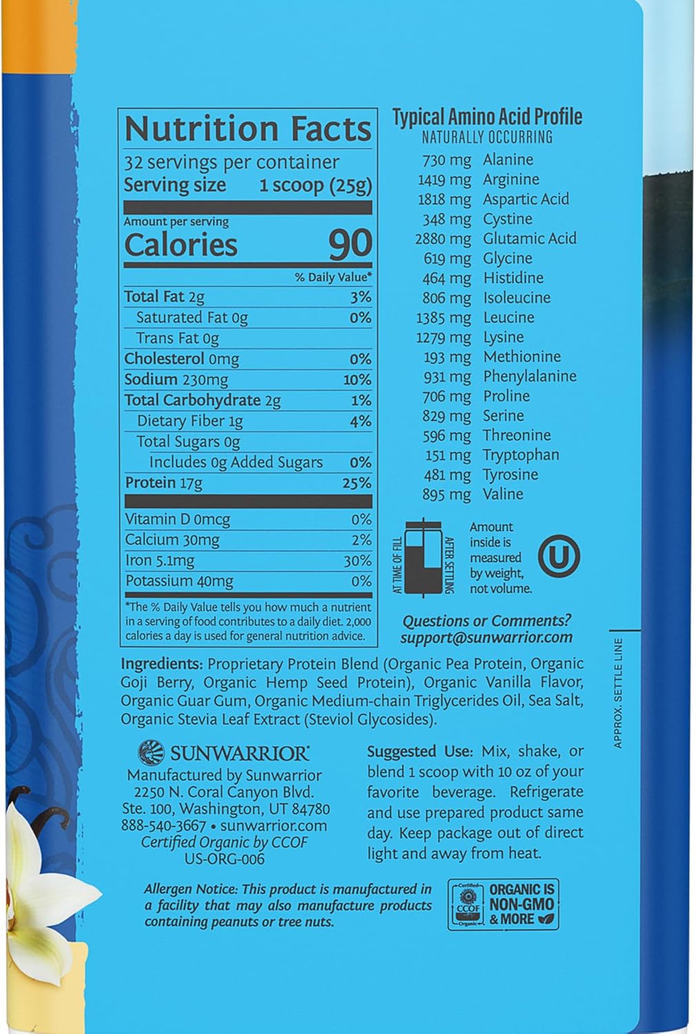 Organic Plant Based Protein Powder | Vegan Organic Protein Powder Vanilla Flavor...
