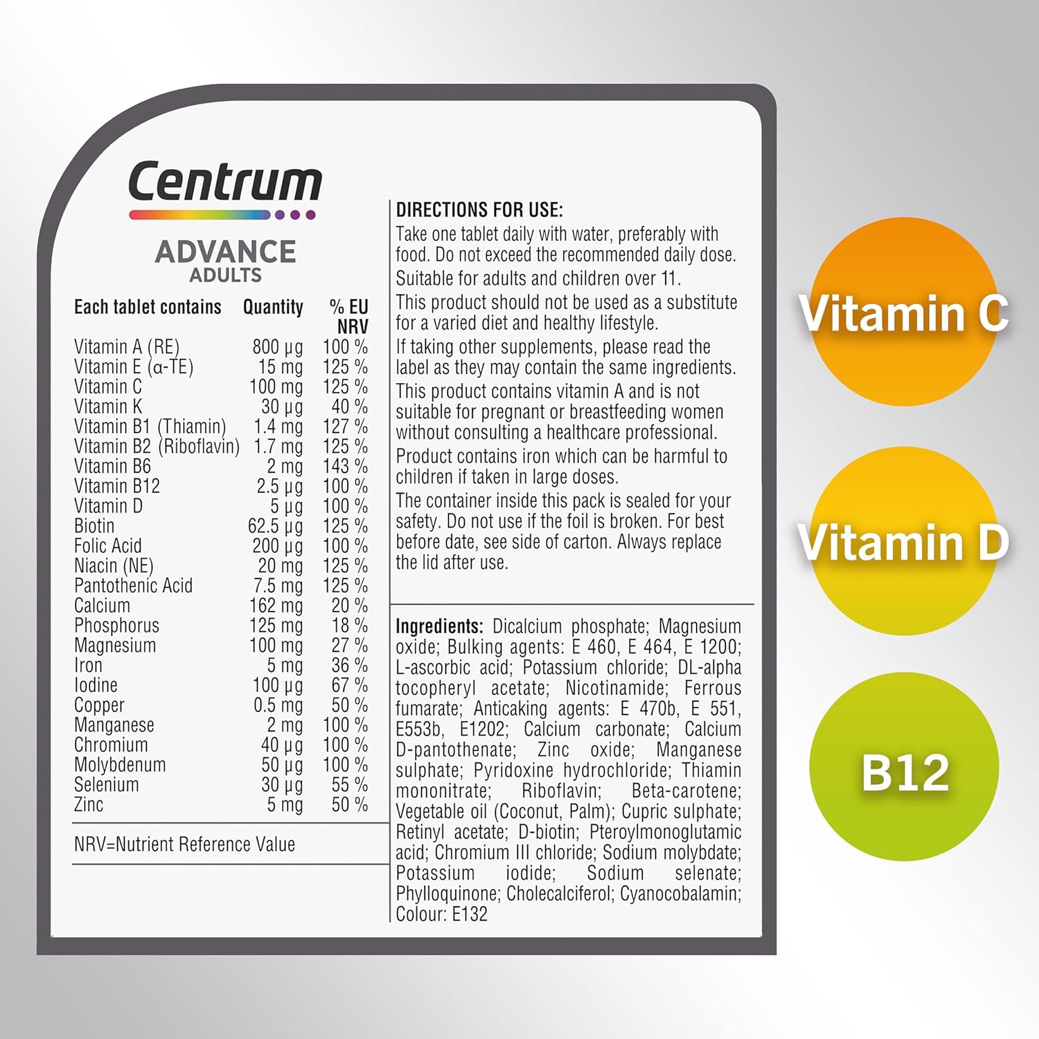 Centrum Advance Multivitamin & Mineral Supplements, 24 essential nutrients inclu...
