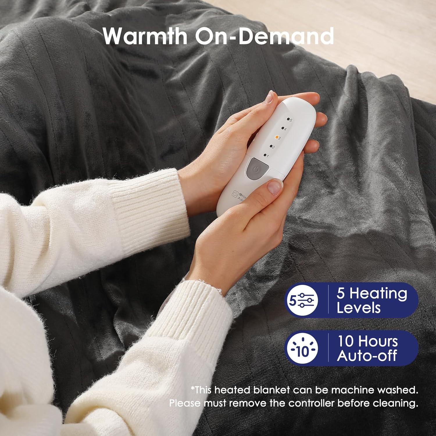 Heated Blanket Full Size Electric Blanket 72" X 84" with 5 Heating Level & 10 Ho...