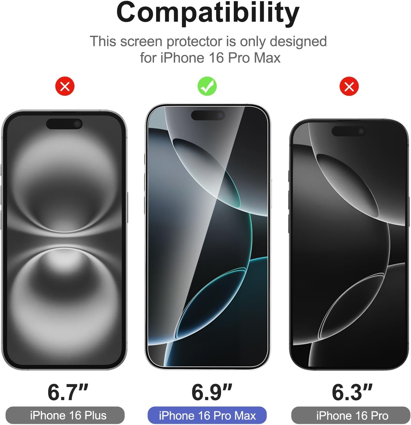 NEW'C 3 Pack Designed for iPhone 17 Pro Max, iPhone 16 Pro Max Screen Protector...