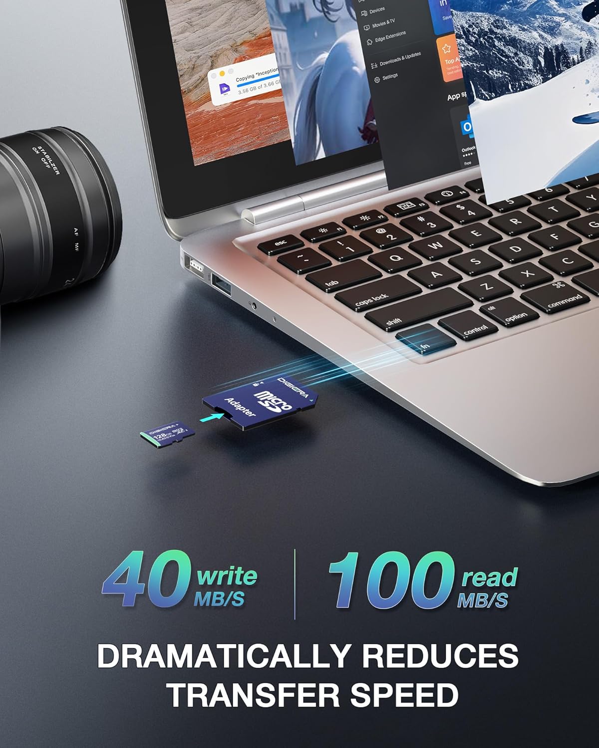 128GB CT100 Memory Card, Special microSDXC UHS-I Card with Adapter, High-Quality...