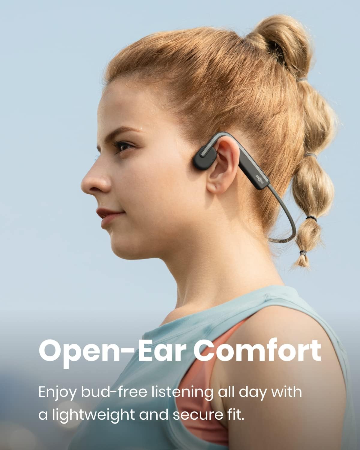 SHOKZ OpenMove - Open-Ear Bluetooth Sport Headphones, Bone Conduction Wireless E...