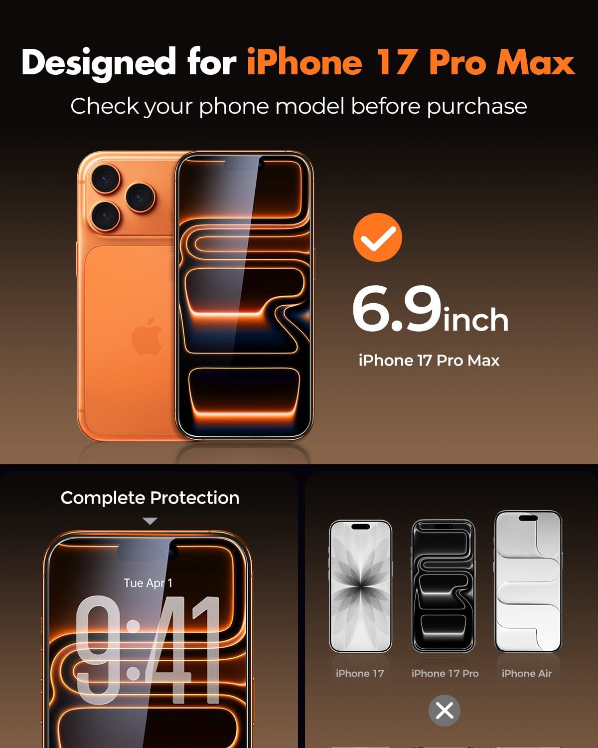 UNBREAKcable Screen Protector, Special Screen Protection for iPhone 17 Pro Max,...