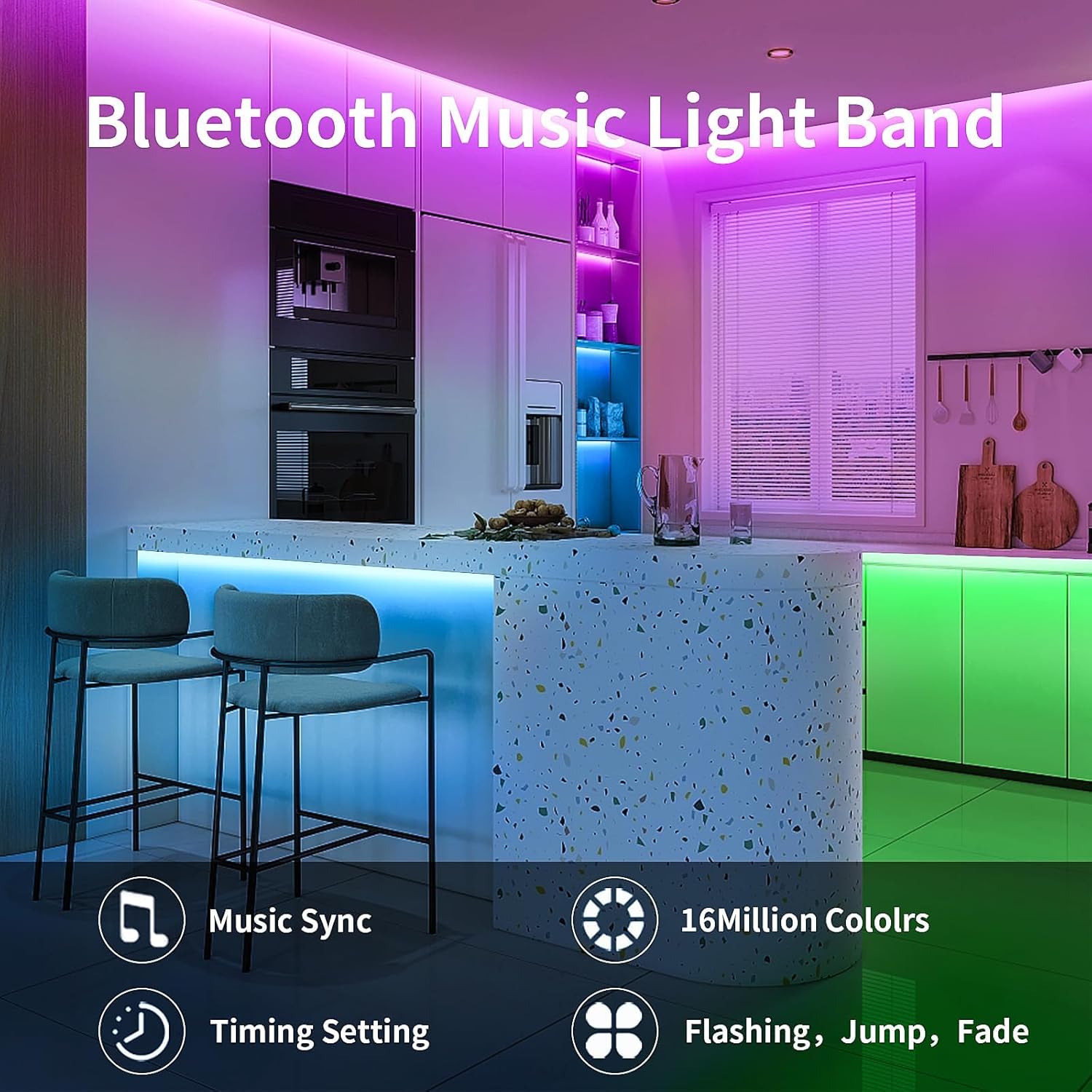 30M Led Strip Lights Music Sync RGB Bluetooth Color Changing Flexible LED Light...