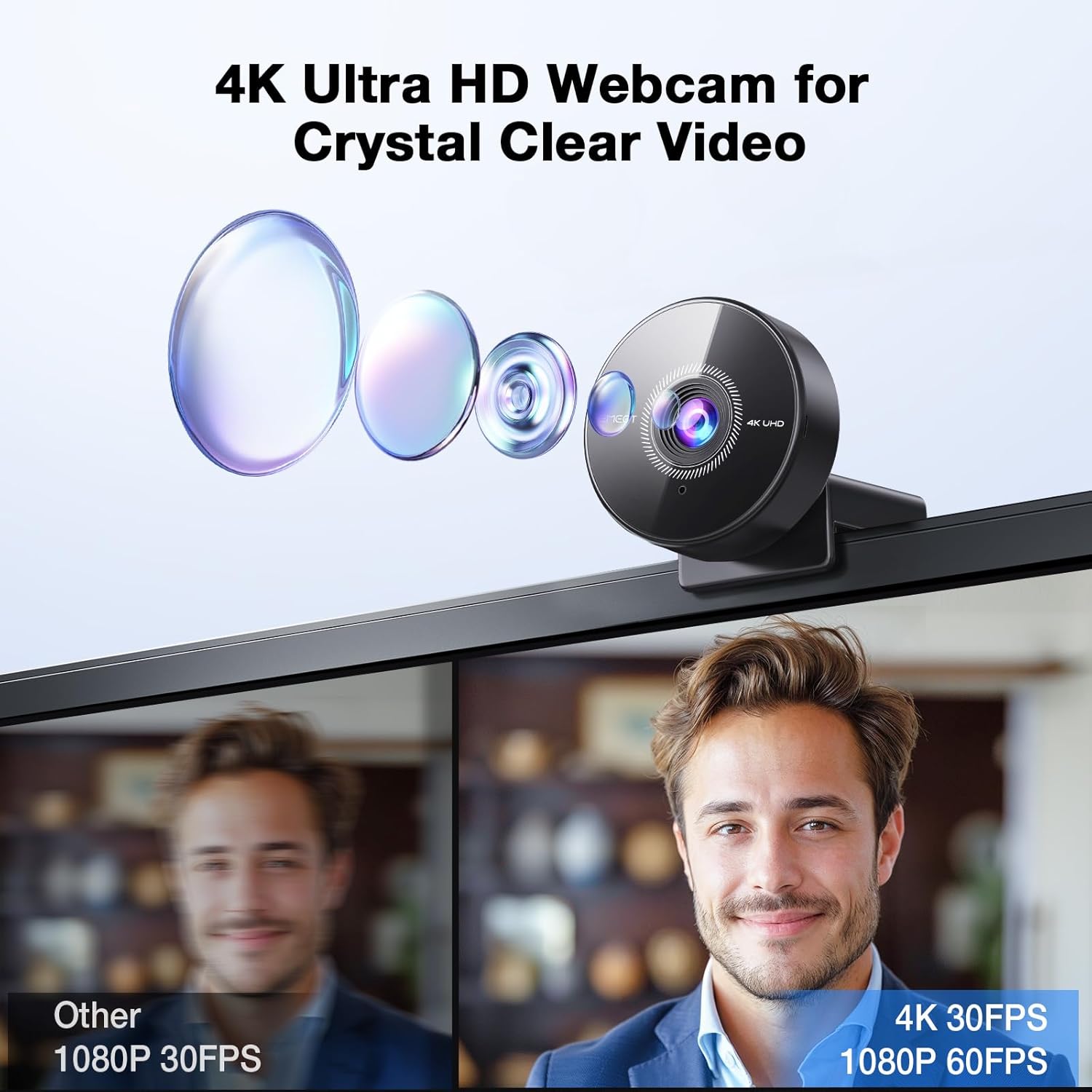 EMEET C950 4K Webcam for PC - 8 Megapixels UHD, PDAF Autofocus, Noise-Canceling...