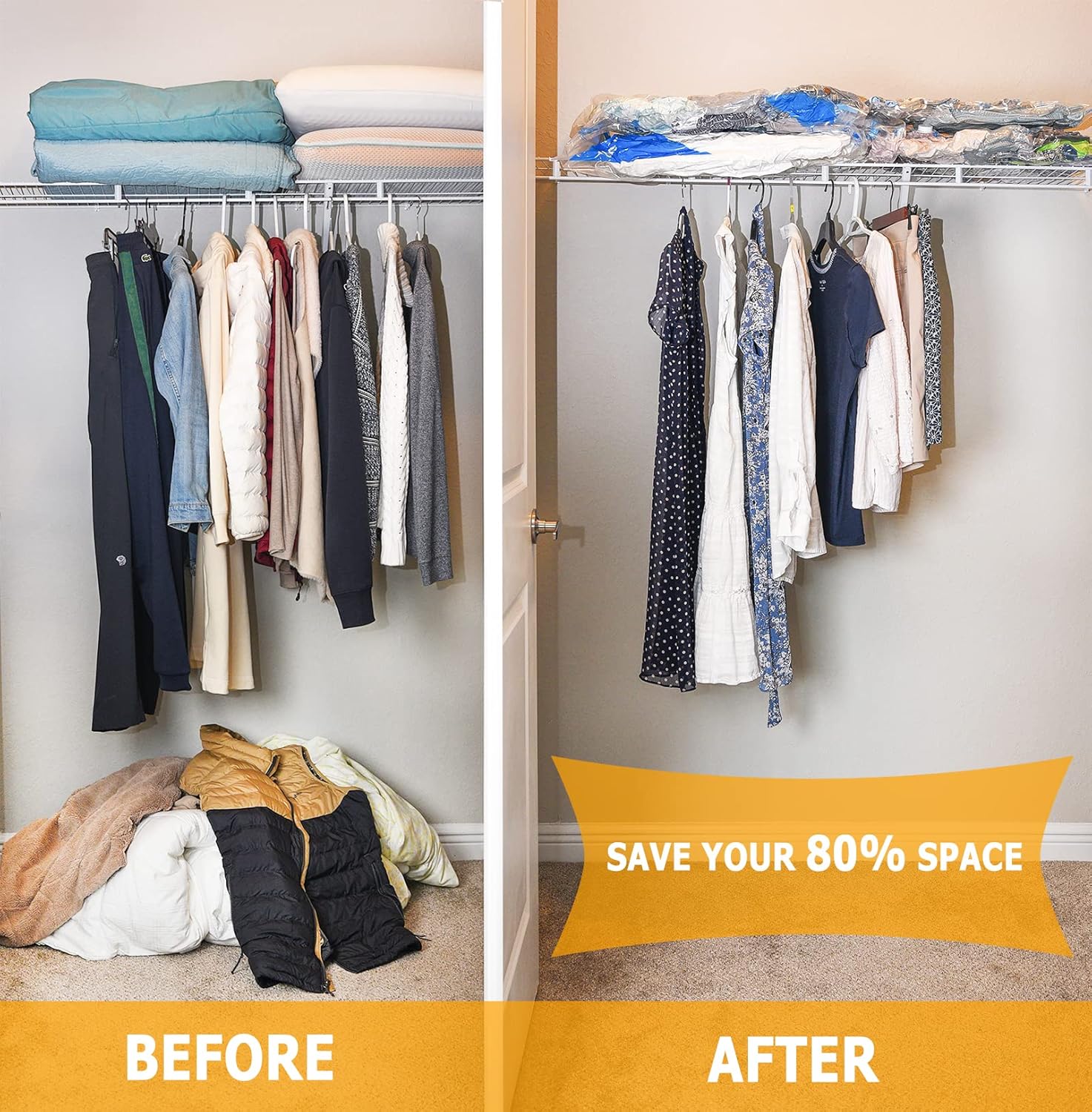 Vacuum Storage Bags 7 Jumbo, Space Saver Sealer Bags, Airtight Compression Bags...